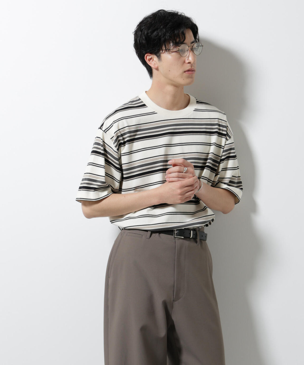 マルチボーダーリラックスTシャツ 半袖 6725124237