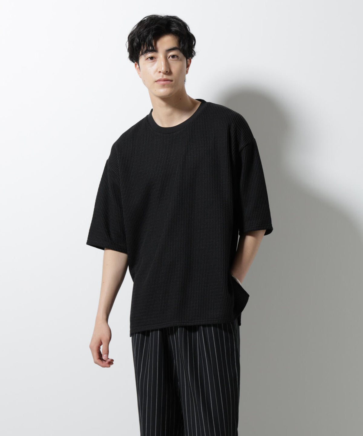 ジャガードニットソーTシャツ 半袖(セットアップ可) 6725124241