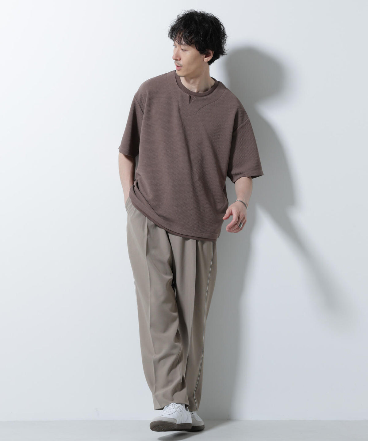 フェイクレイヤードキーネックTシャツ 半袖 6725124246