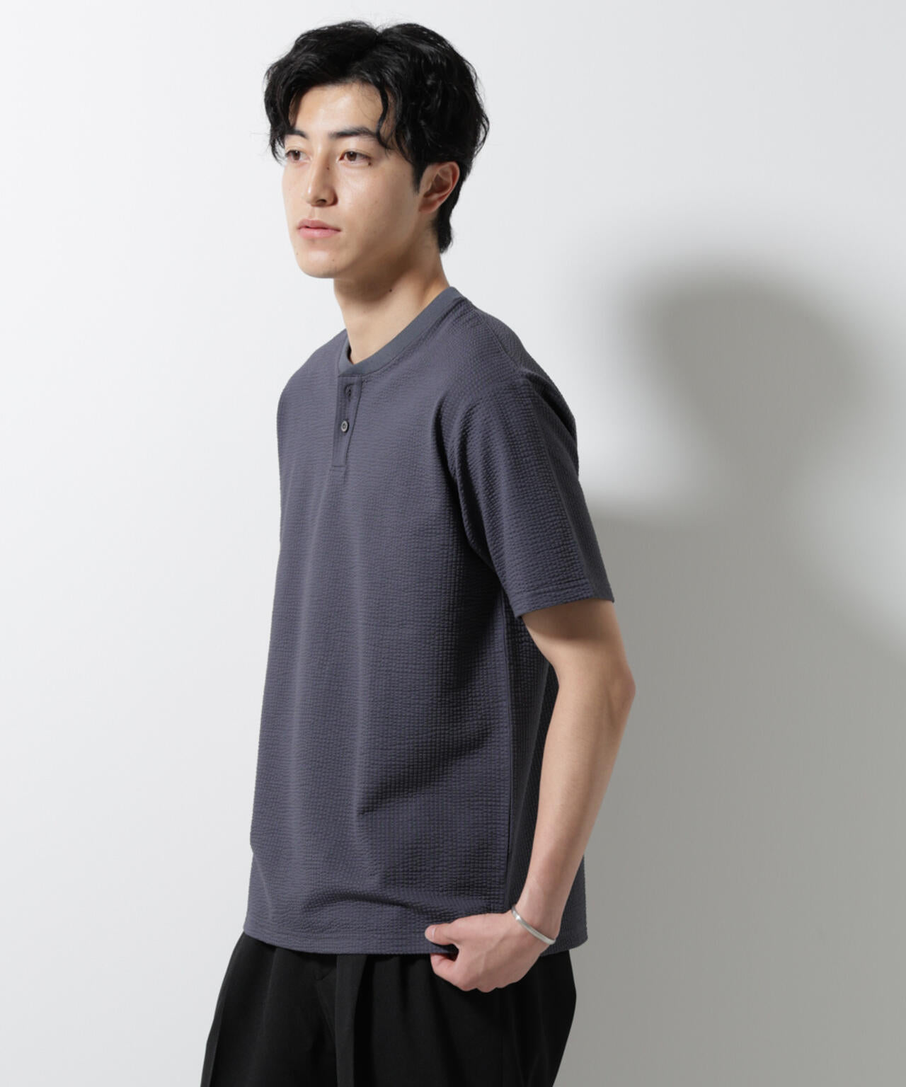 ジャージーサッカーヘンリーネックTシャツ 半袖 6725124248
