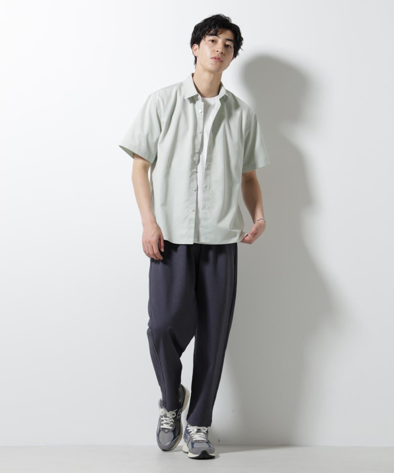 ジャージーサッカーワイドテーパードパンツ 6725127220