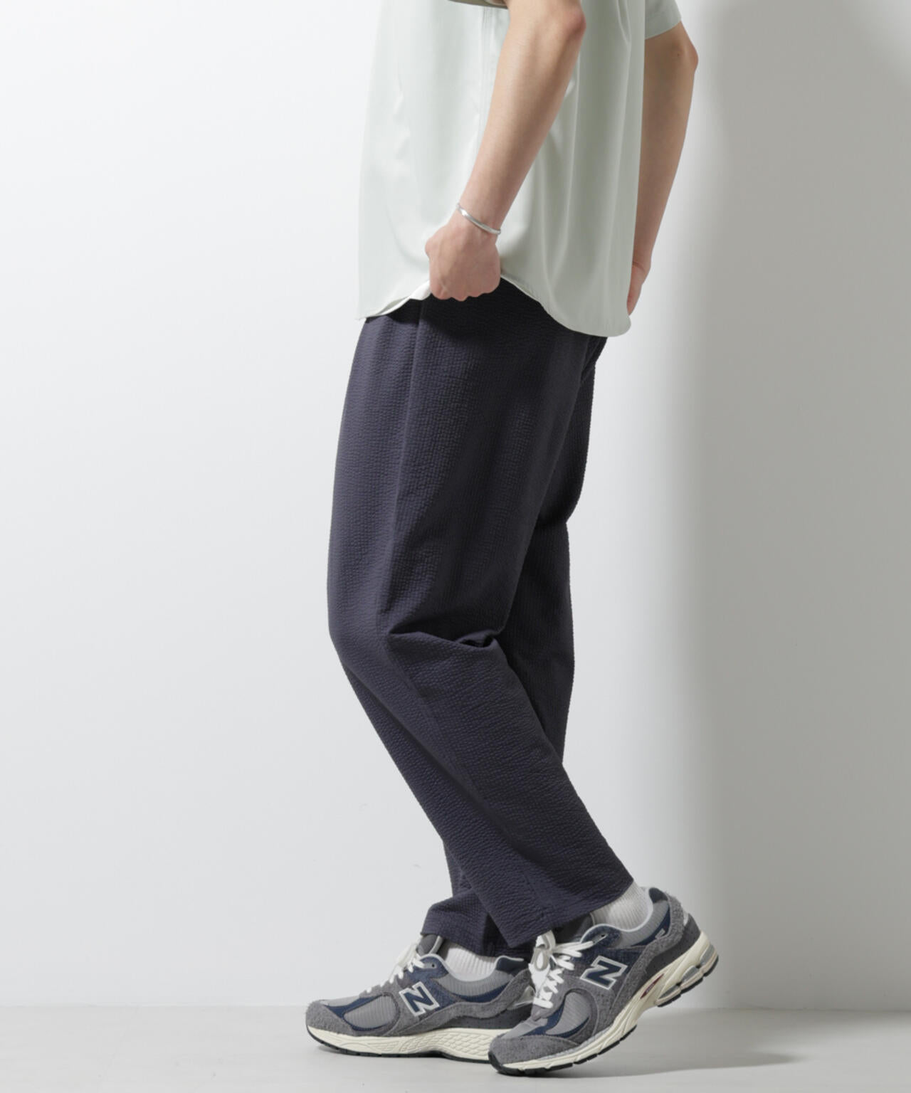 ジャージーサッカーワイドテーパードパンツ 6725127220