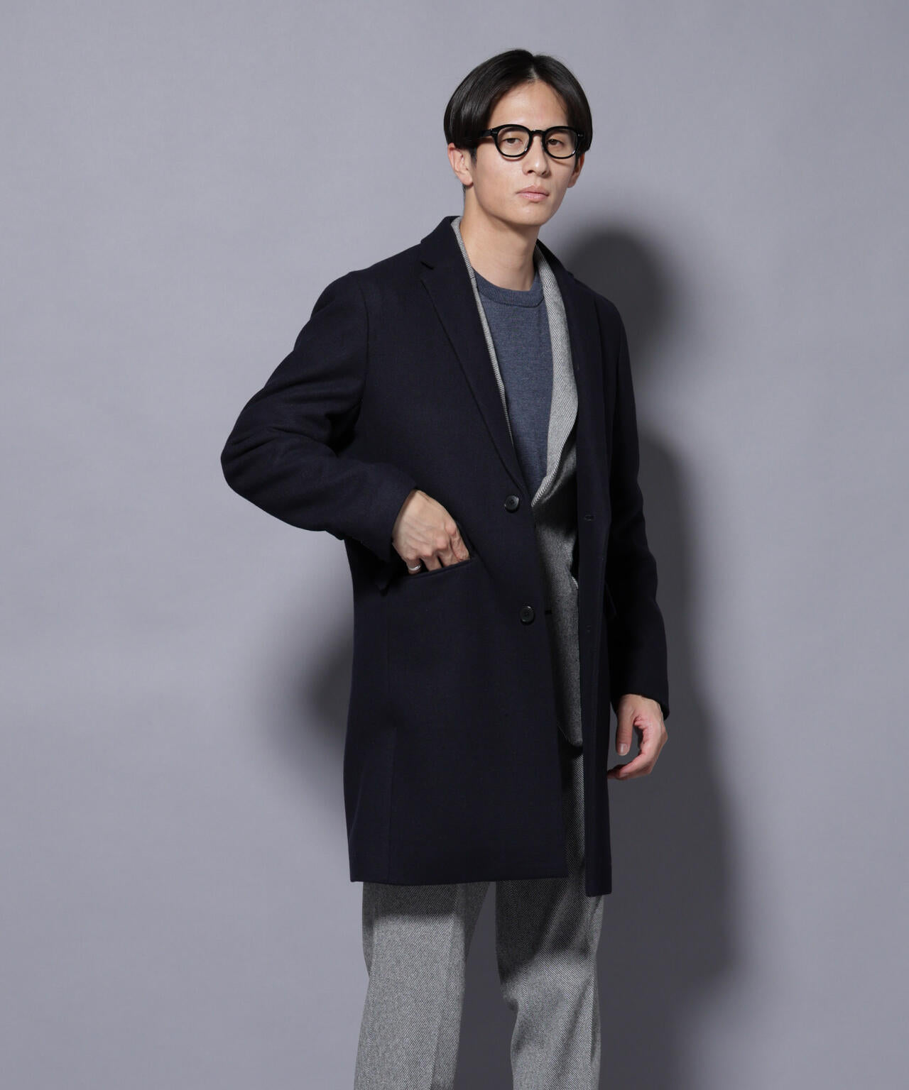 ウール/Nメルトンチェスターコート 6725211206