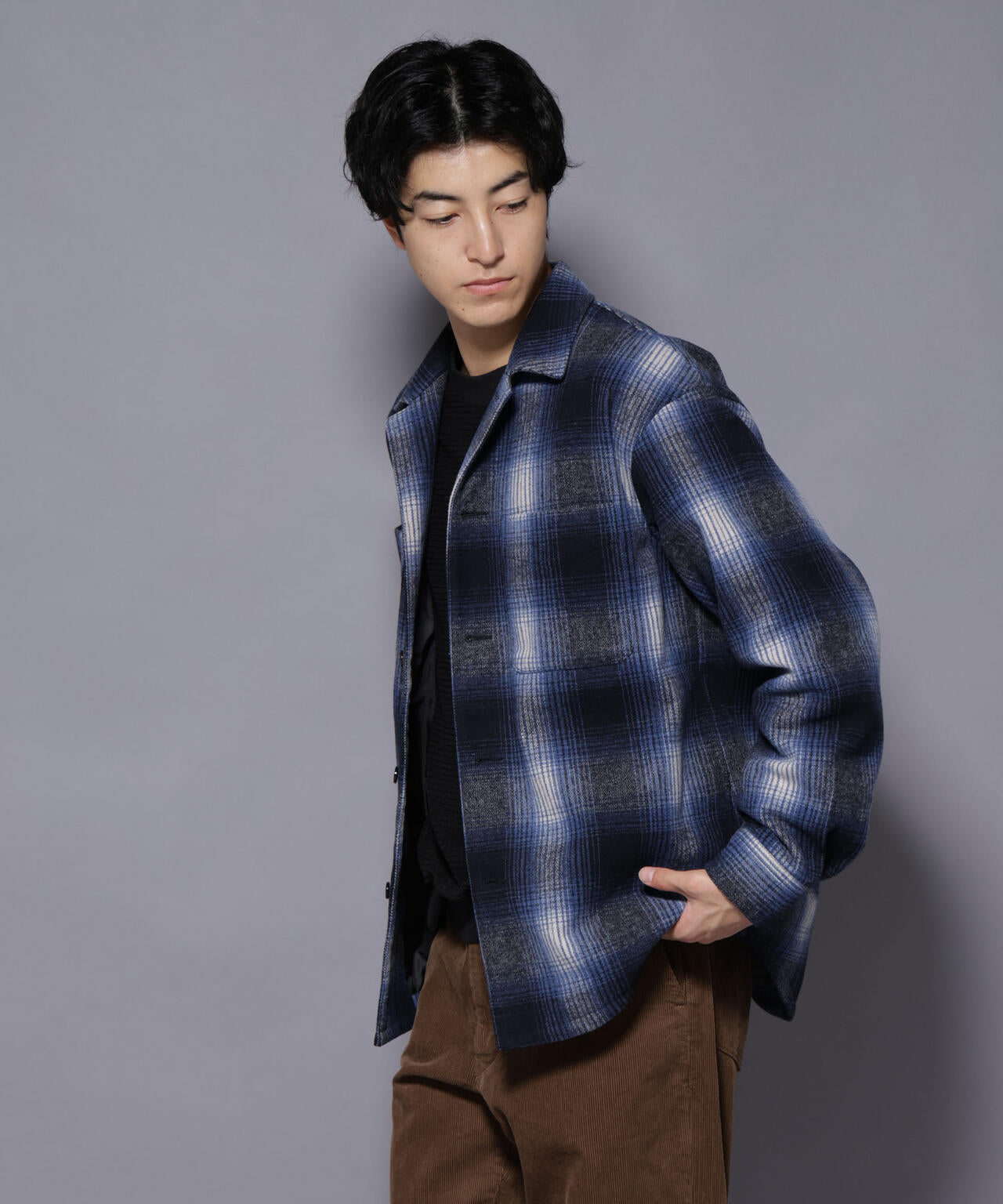 テックメルトンチェックシャツブルゾン 6725212211