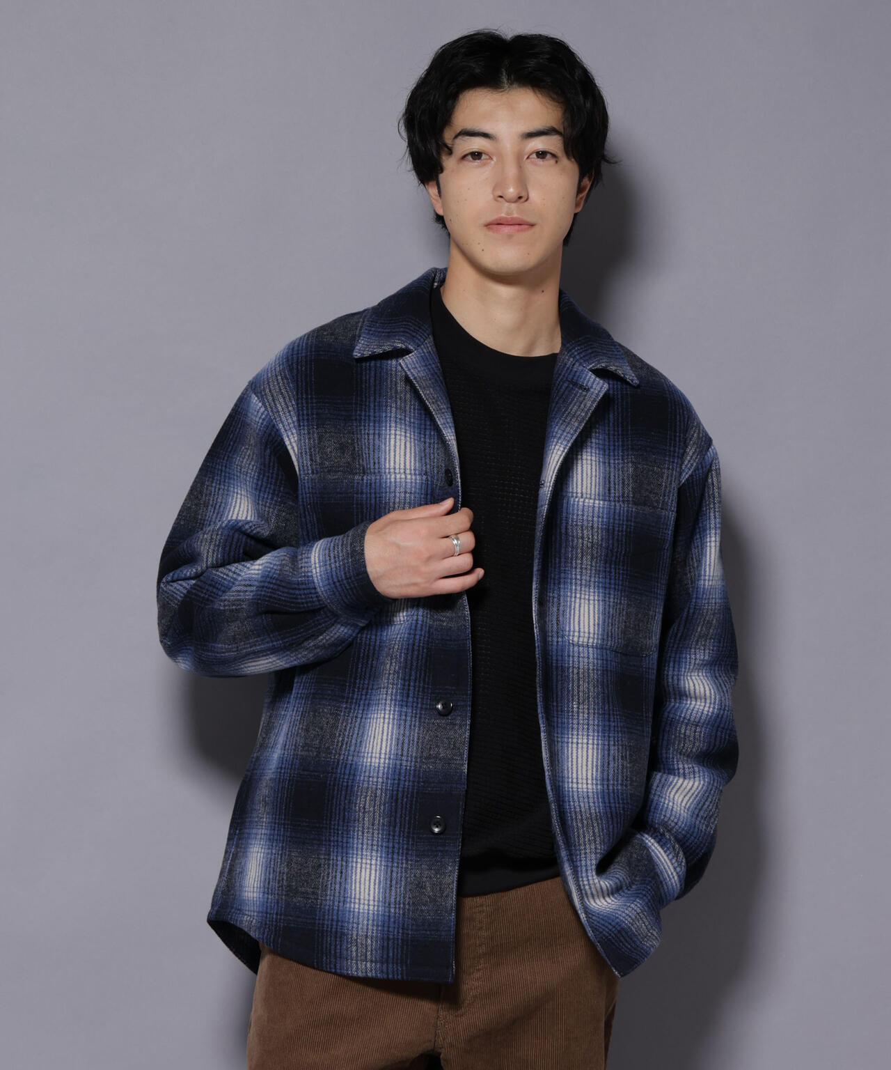 テックメルトンチェックシャツブルゾン 6725212211