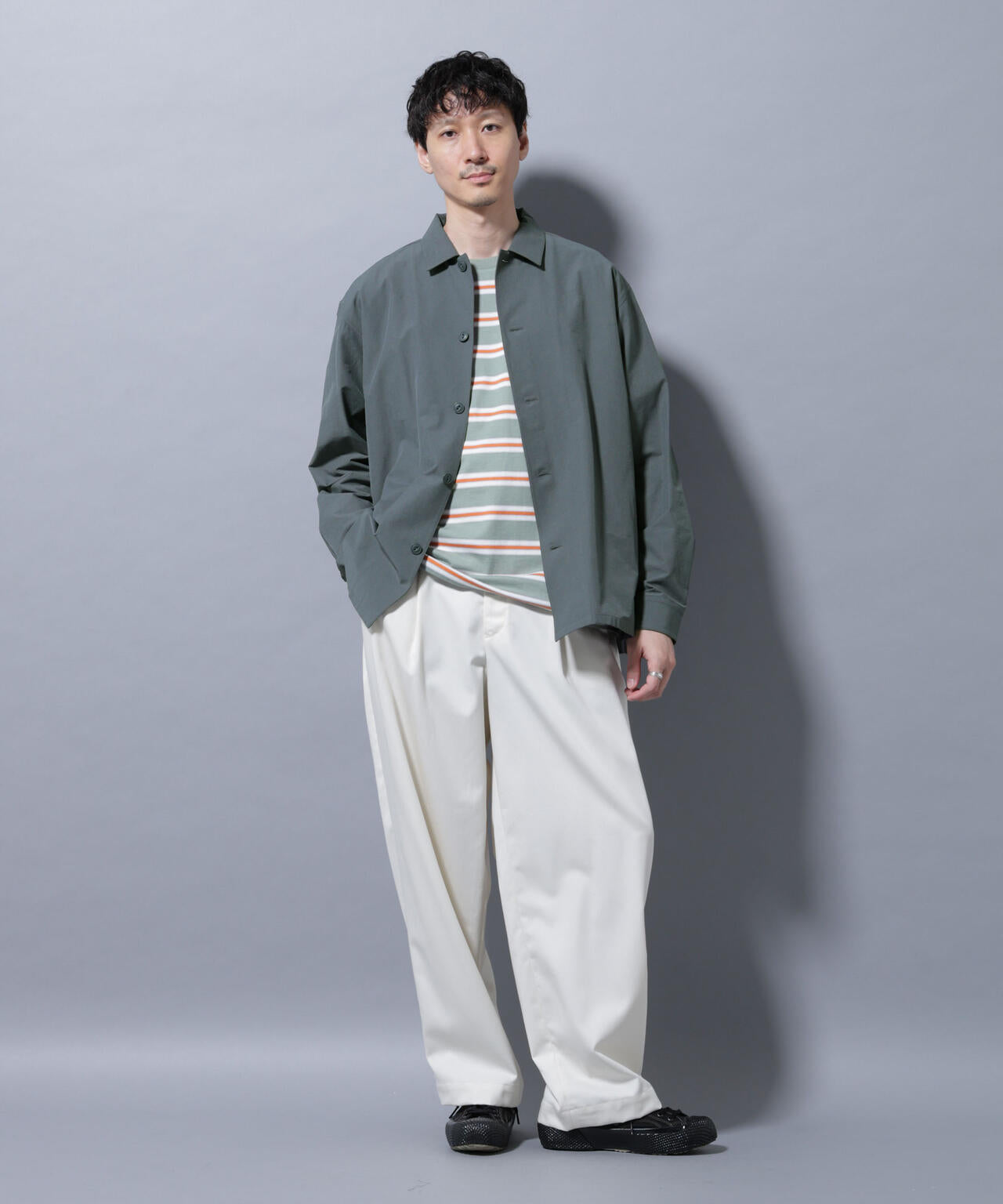 ストレッチワイドシャツブルゾン(セットアップ可) 6725220206