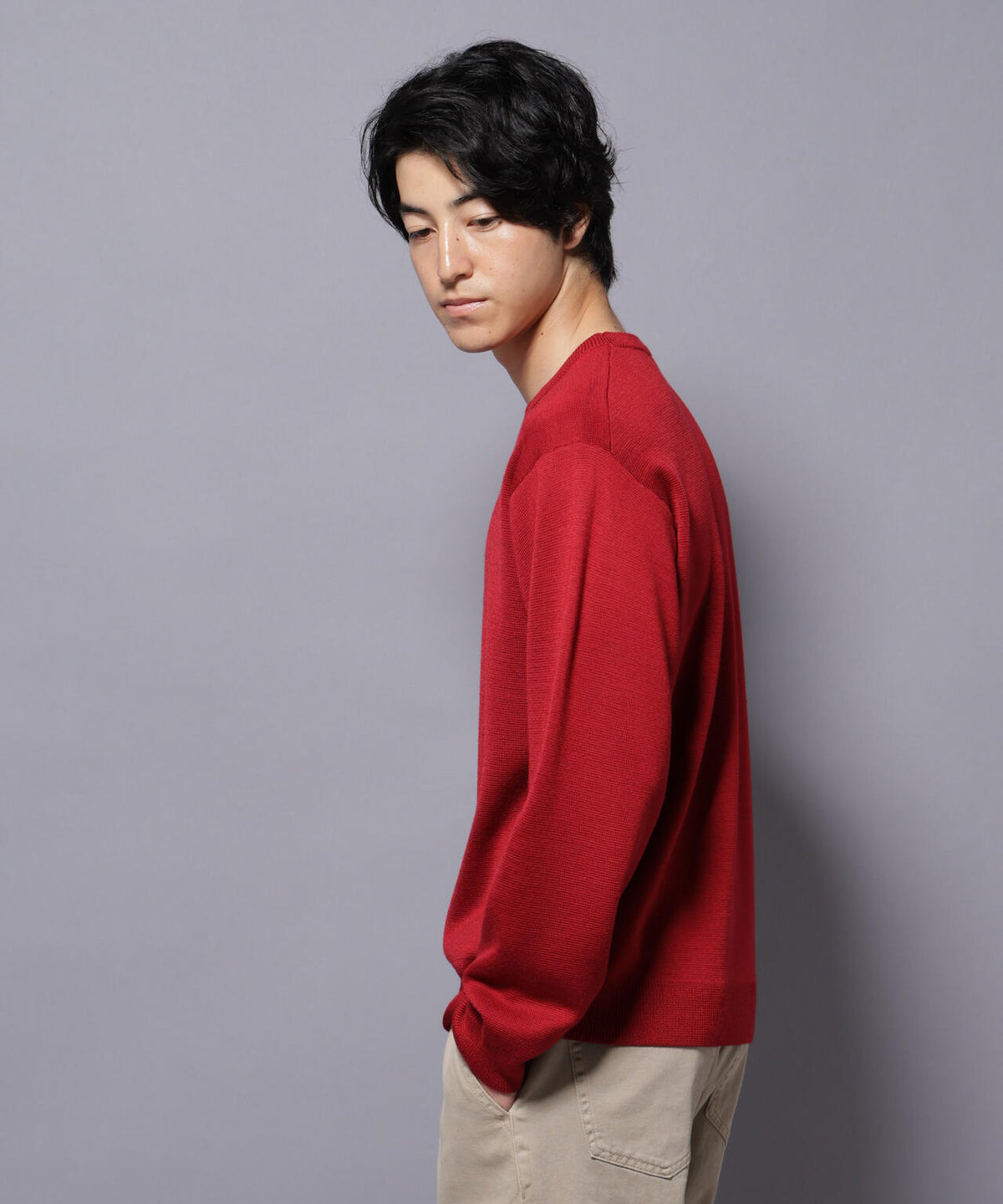 タスマニアウールミックス ミラノリブリラックスクルーネックニット 6725222222
