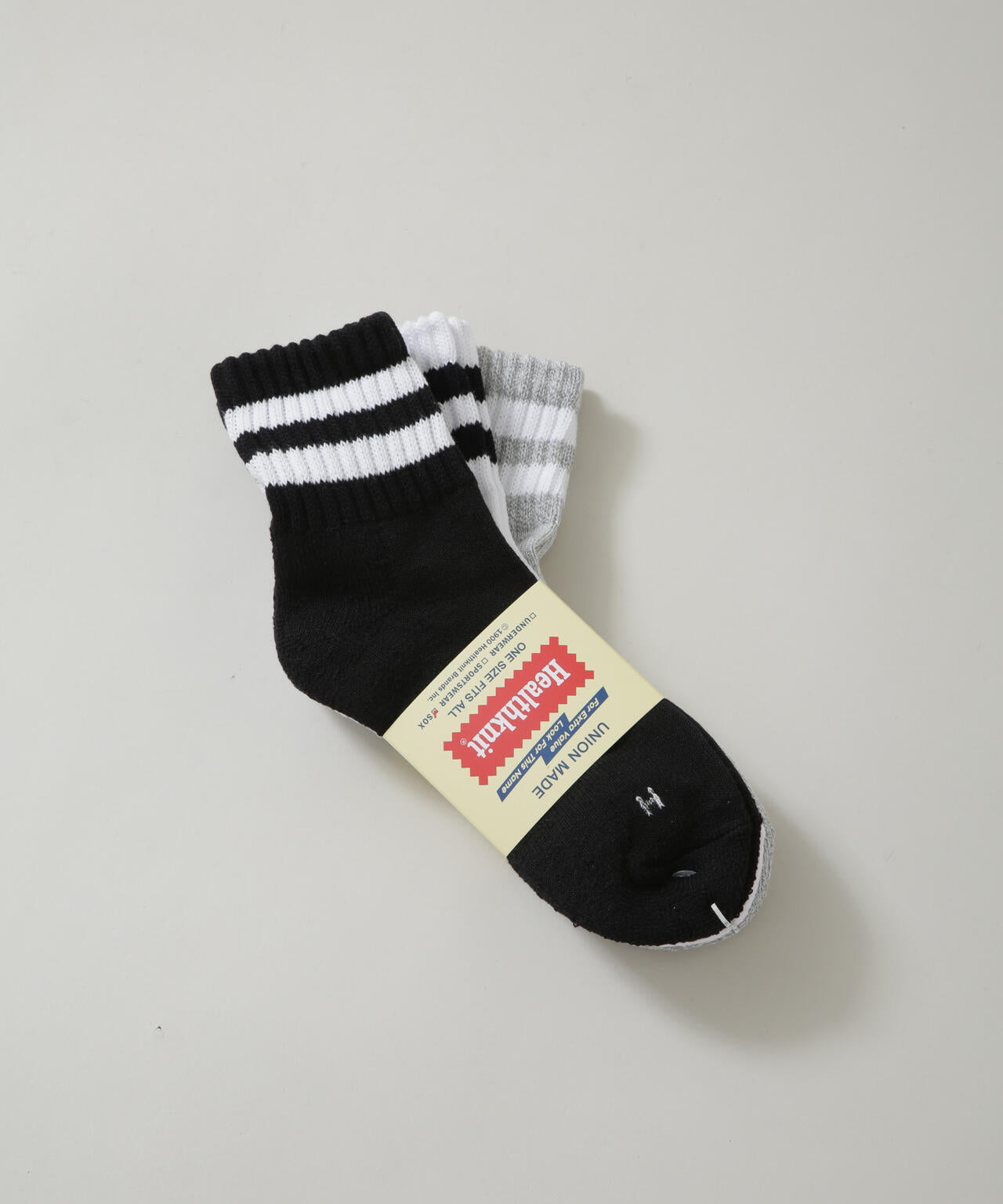 Healthknit/シンカーモノトーン2本ライン ソックス 3足セット 6725251021