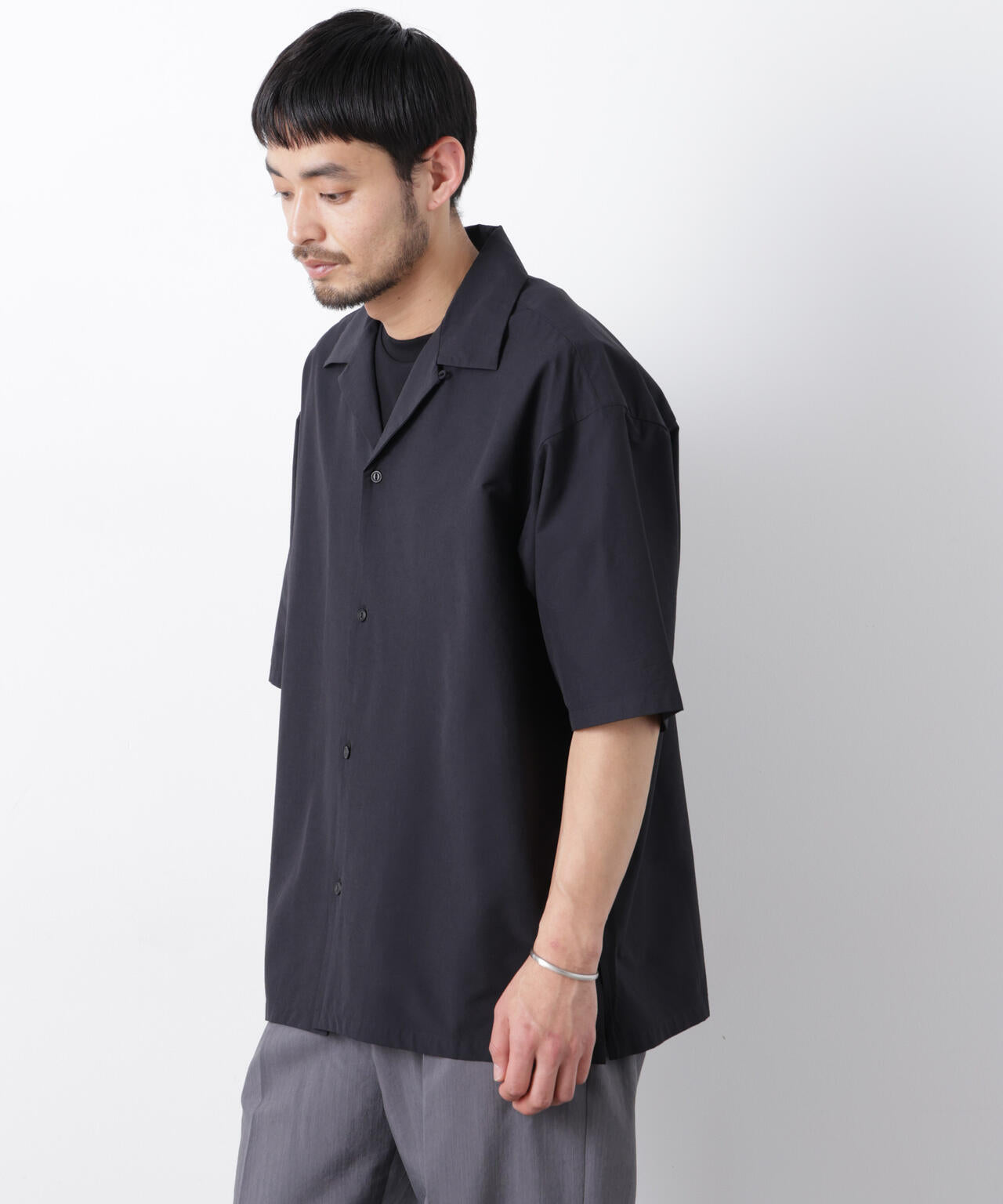 ストレッチワイド オープンカラーシャツ 半袖 6726121202