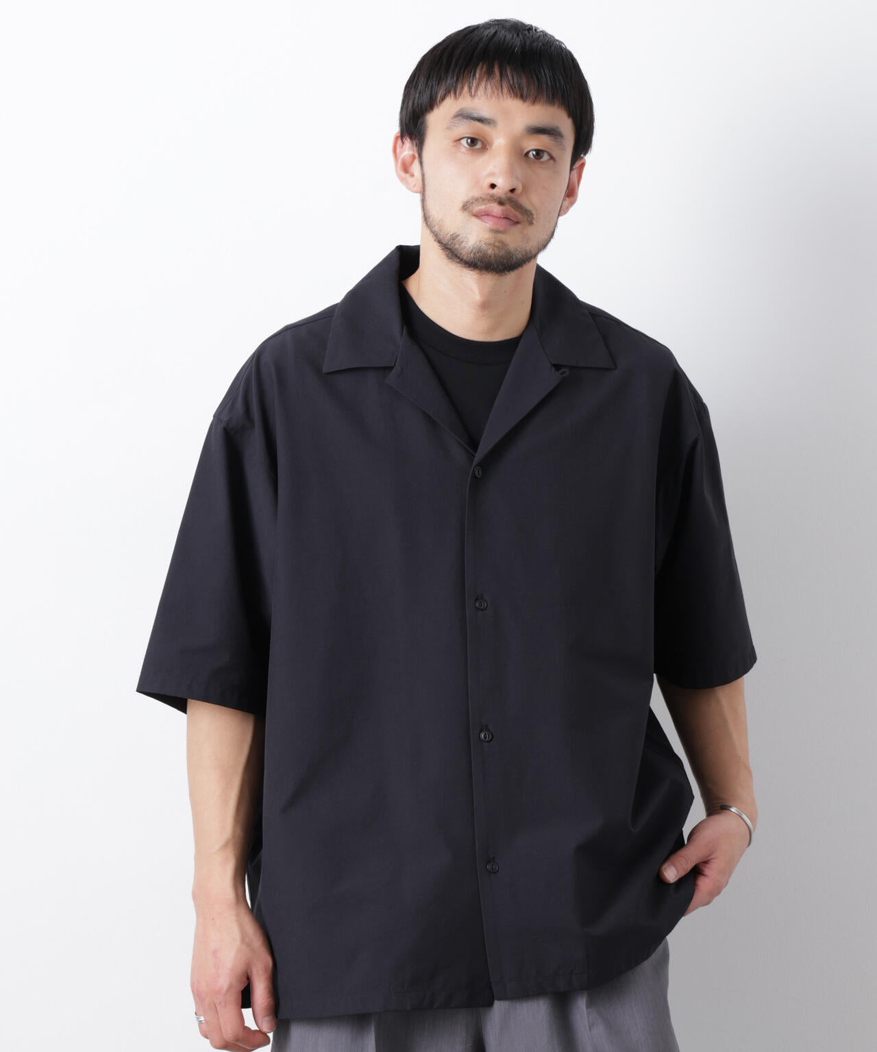 ストレッチワイド オープンカラーシャツ 半袖 6726121202