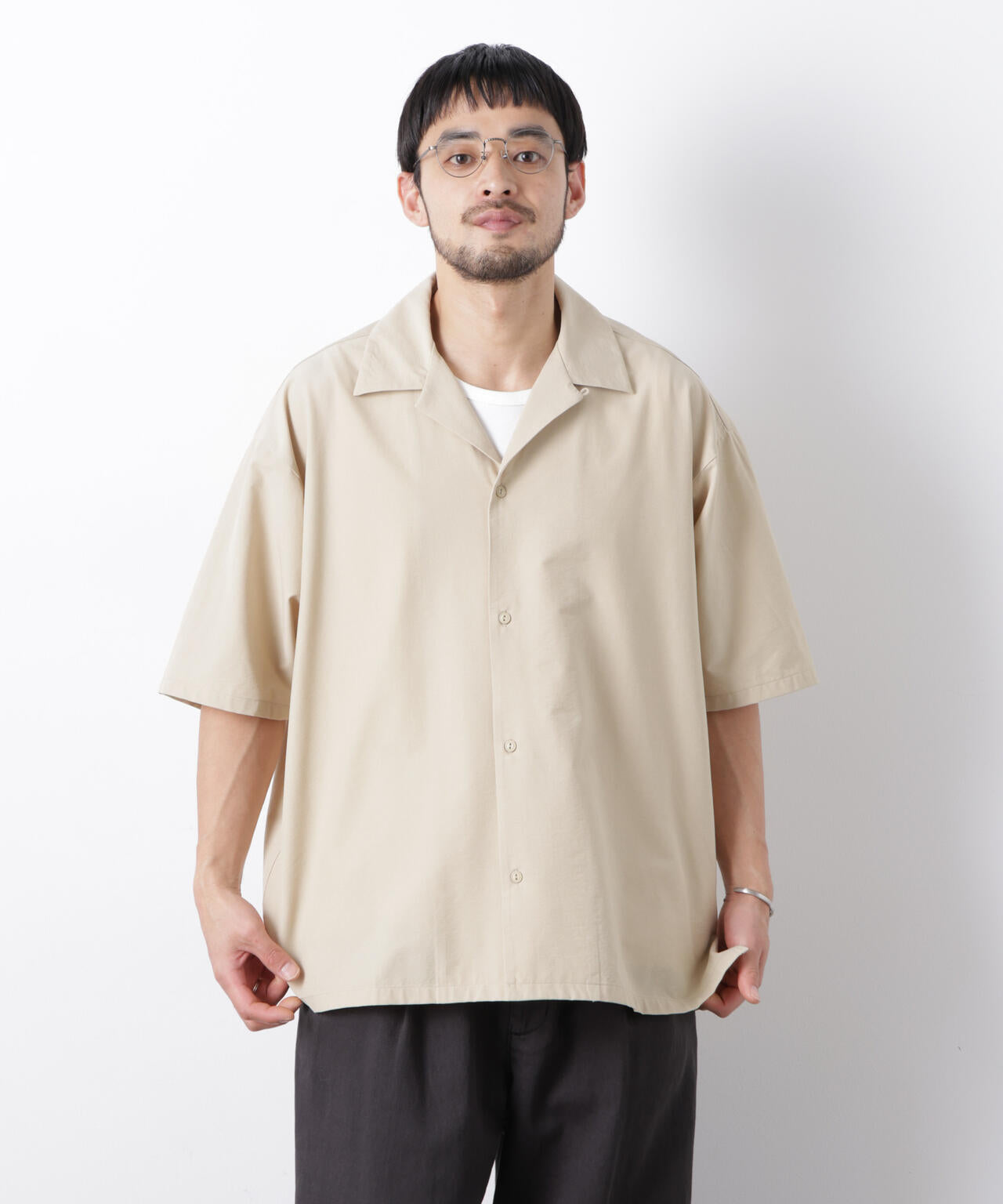 ストレッチワイド オープンカラーシャツ 半袖 6726121202