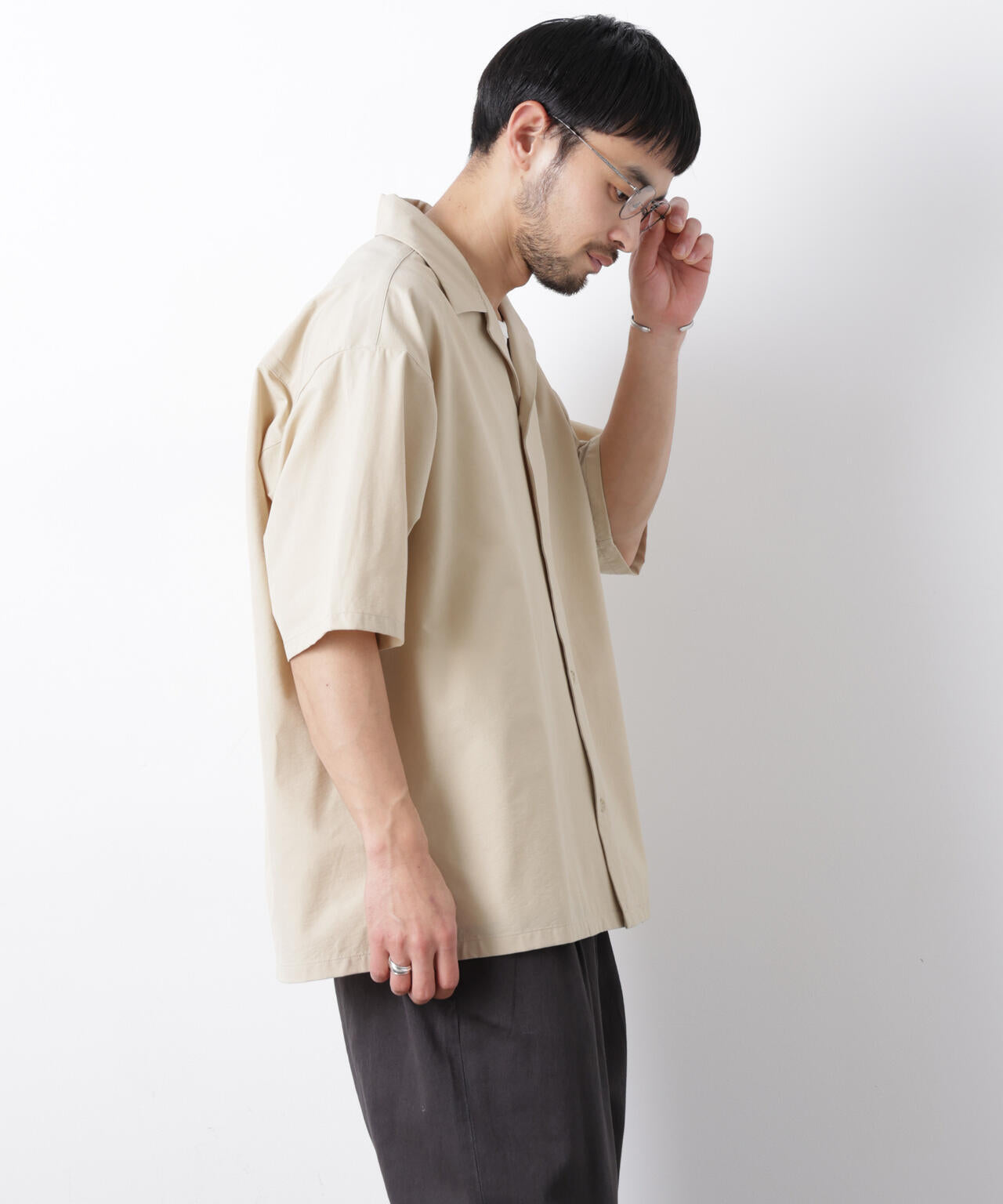 ストレッチワイド オープンカラーシャツ 半袖 6726121202