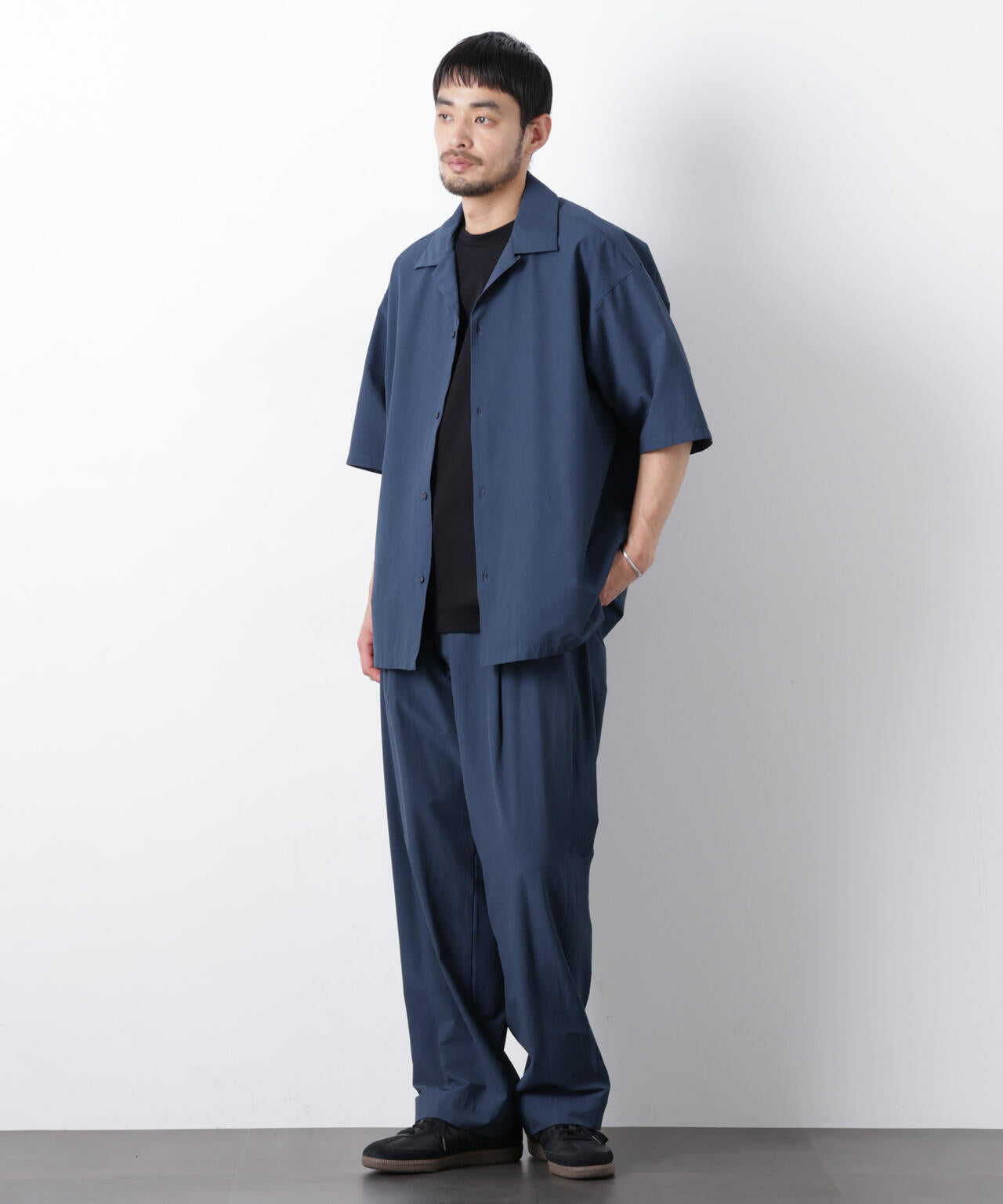 ストレッチワイド オープンカラーシャツ 半袖 6726121202