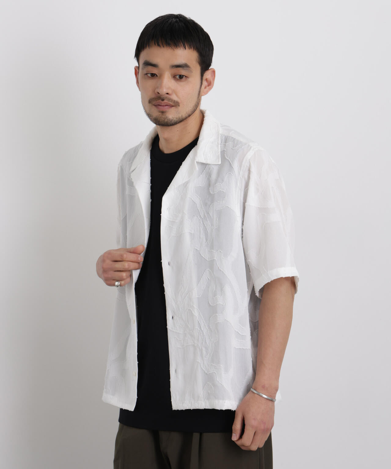 WEB限定/ジャガードパターンシャツ 半袖 6726121205