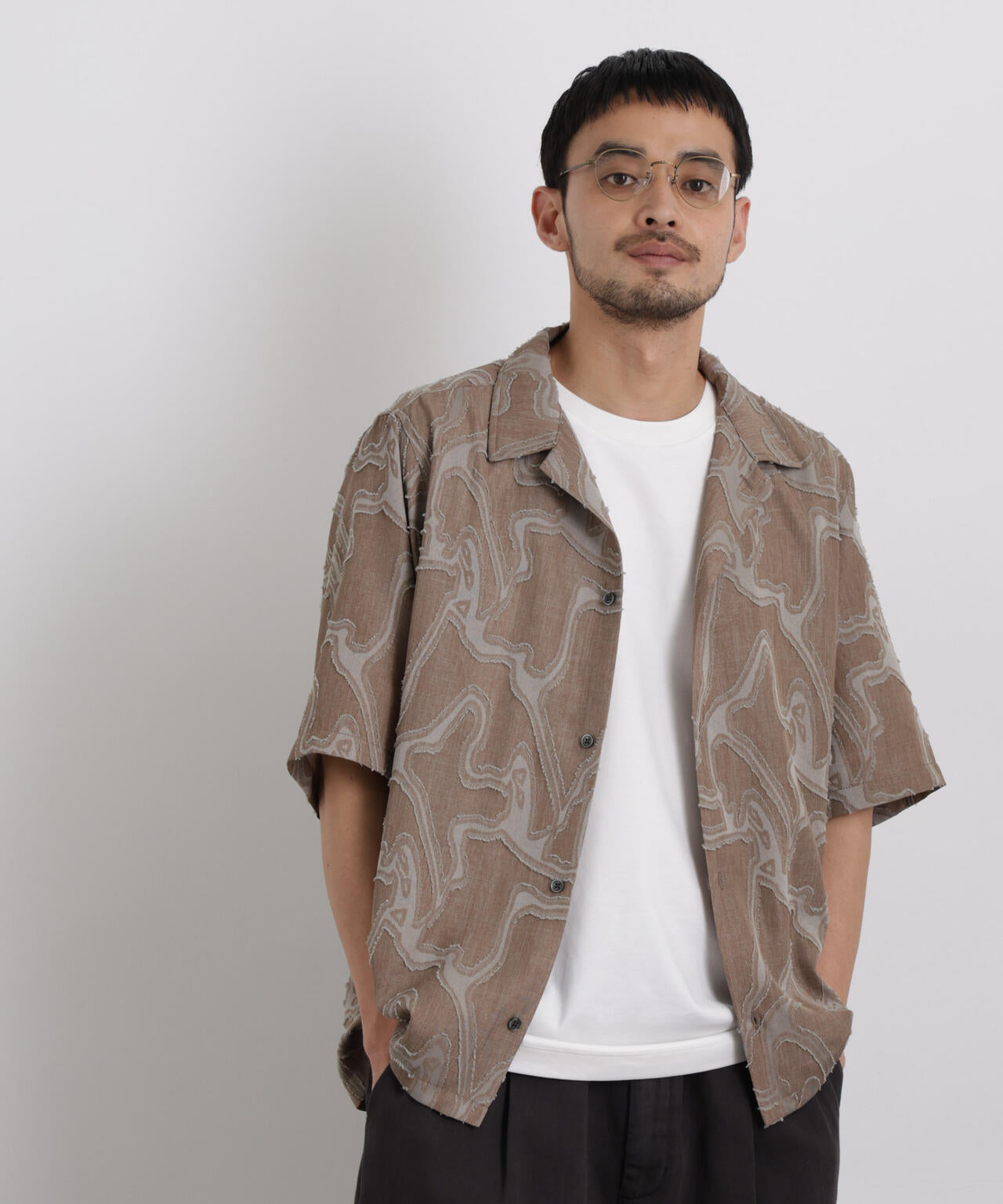 WEB限定/ジャガードパターンシャツ 半袖 6726121205