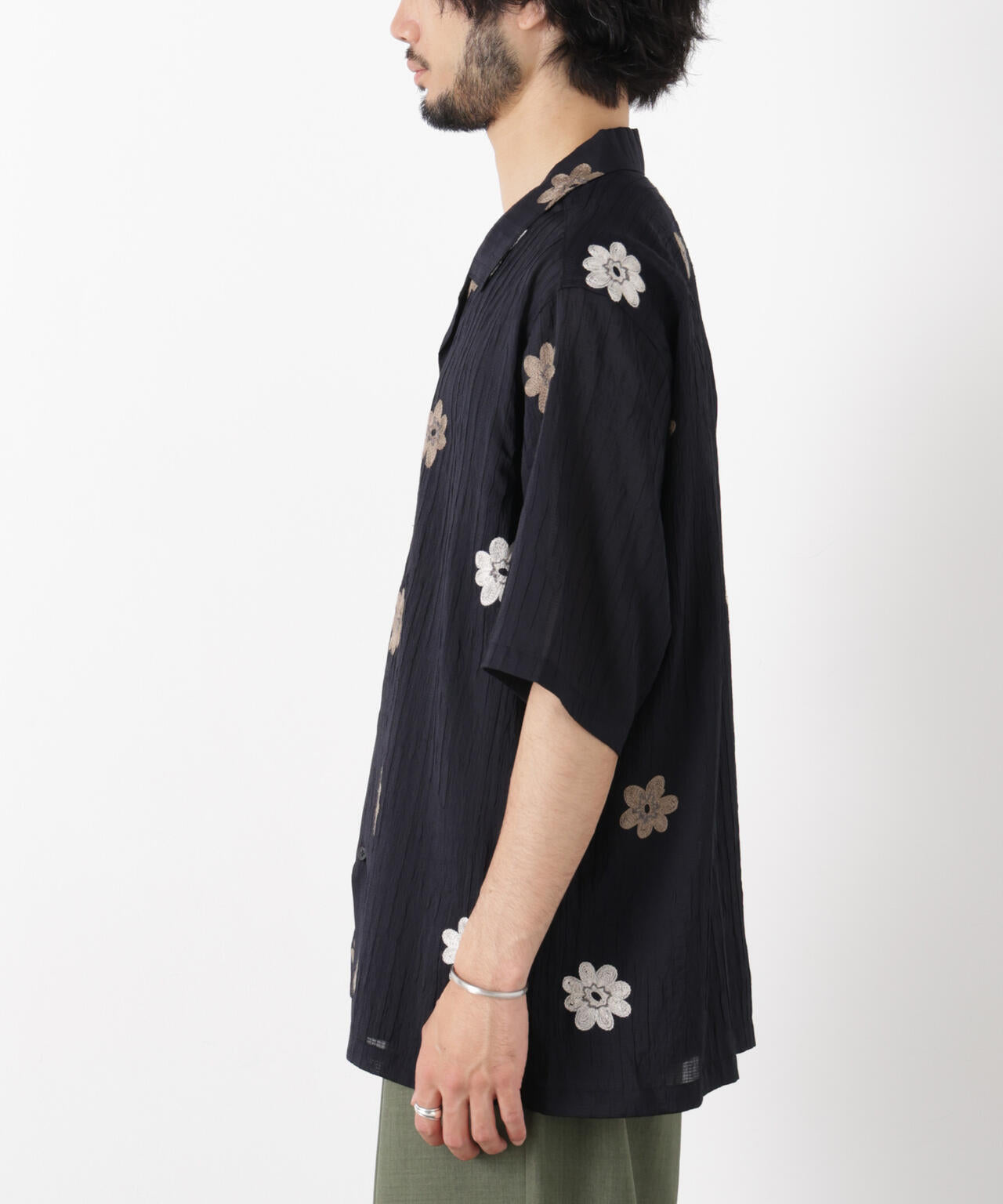 フラワー刺繍シャツ 半袖 6726121217