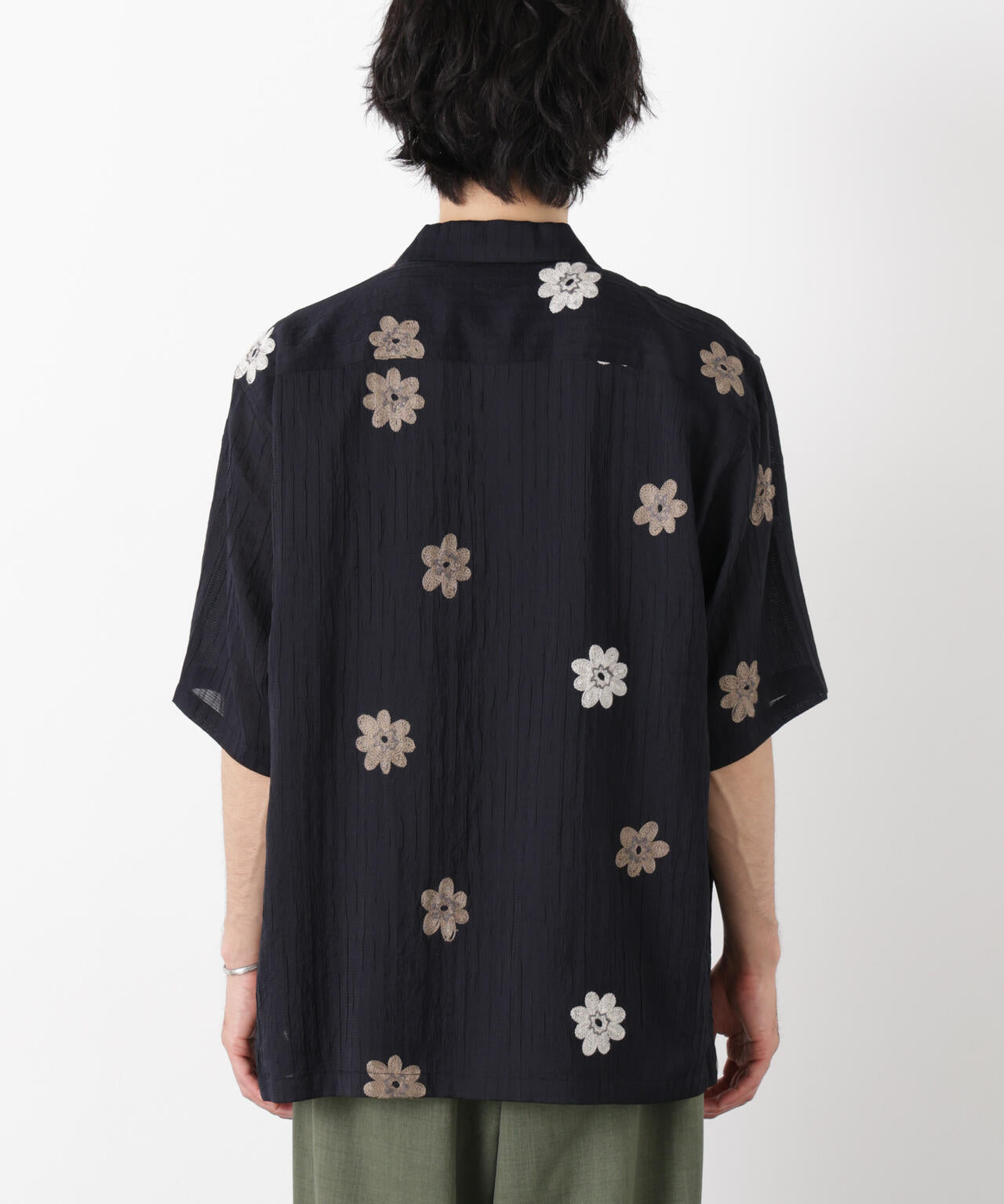 フラワー刺繍シャツ 半袖 6726121217