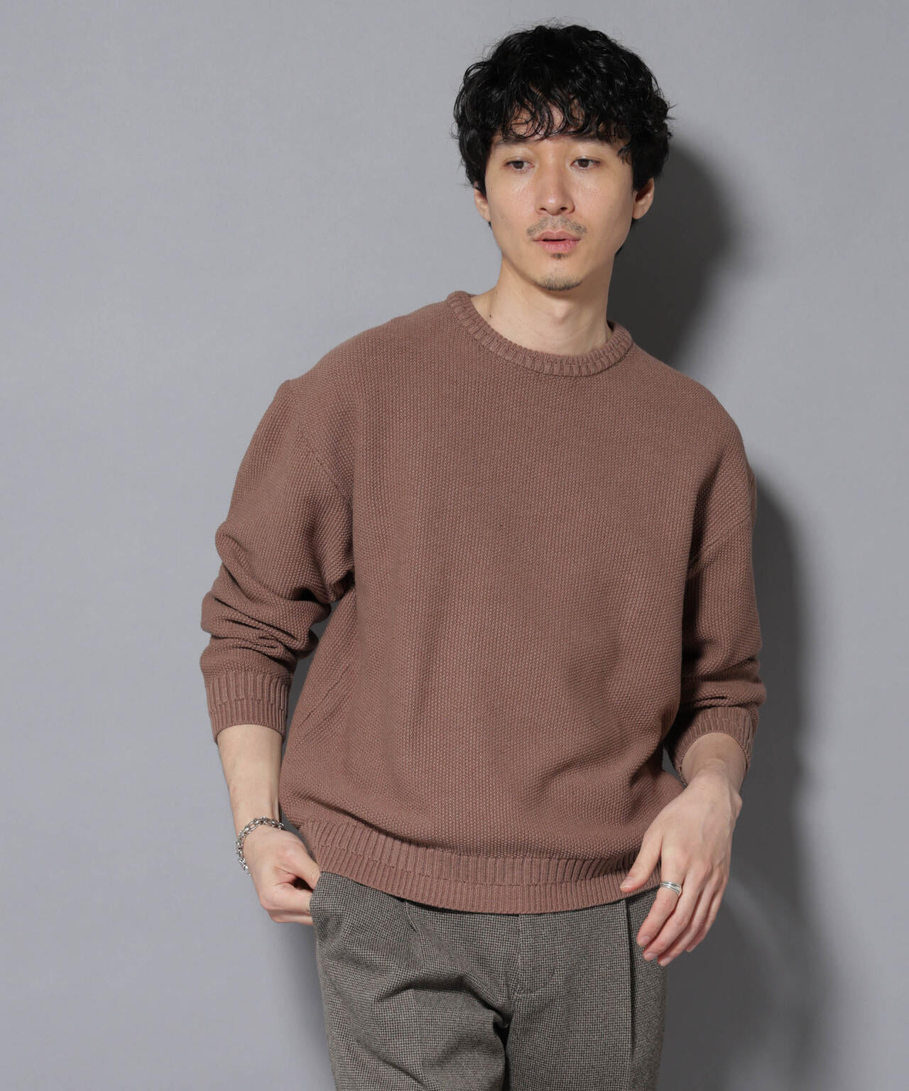 コットンMIXバルキーカノコクルーネックニット 6726122209