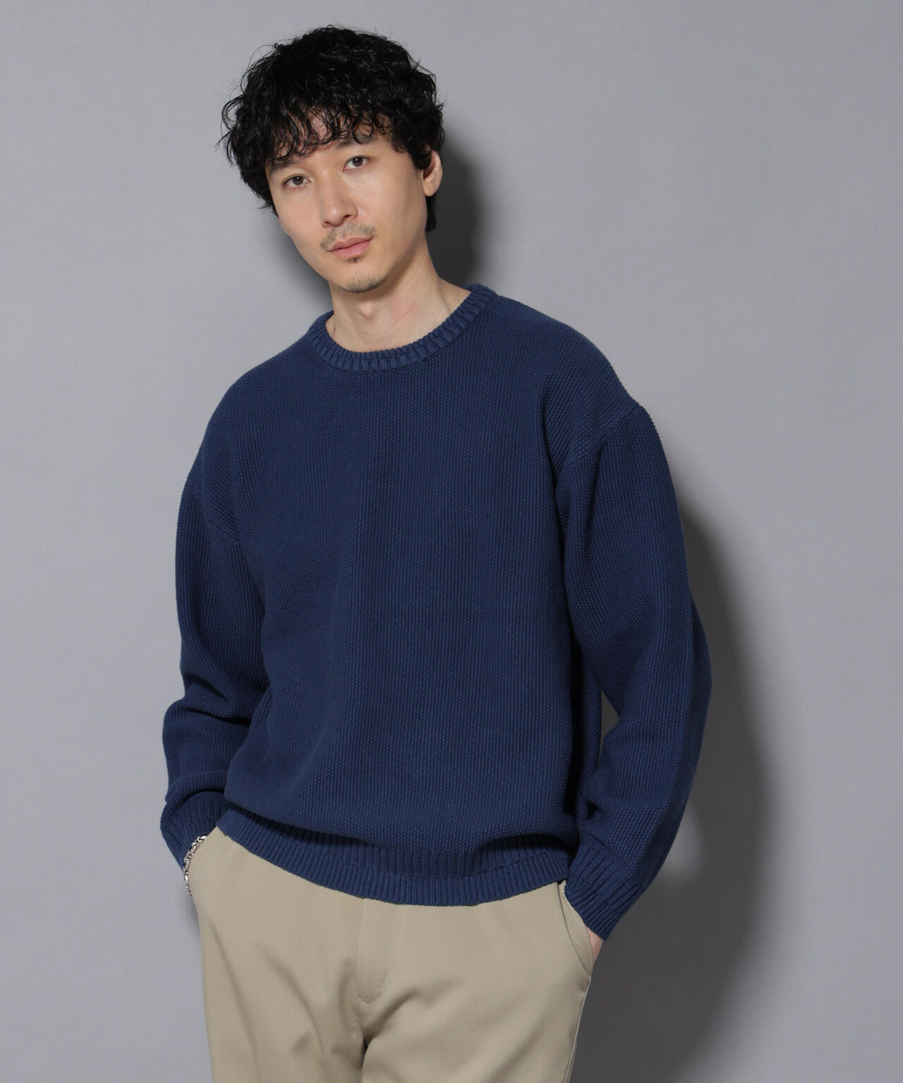 コットンMIXバルキーカノコクルーネックニット 6726122209