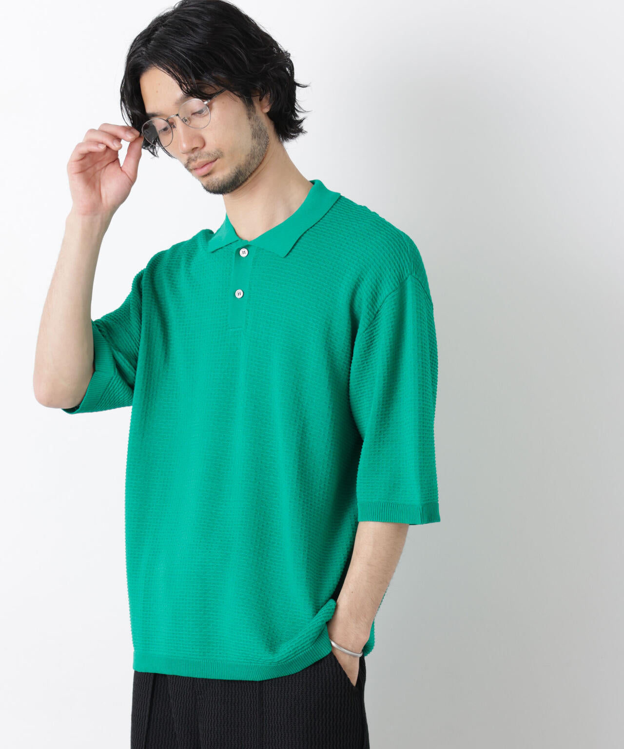 エアリードレープ ニットポロシャツ 半袖 6726122214