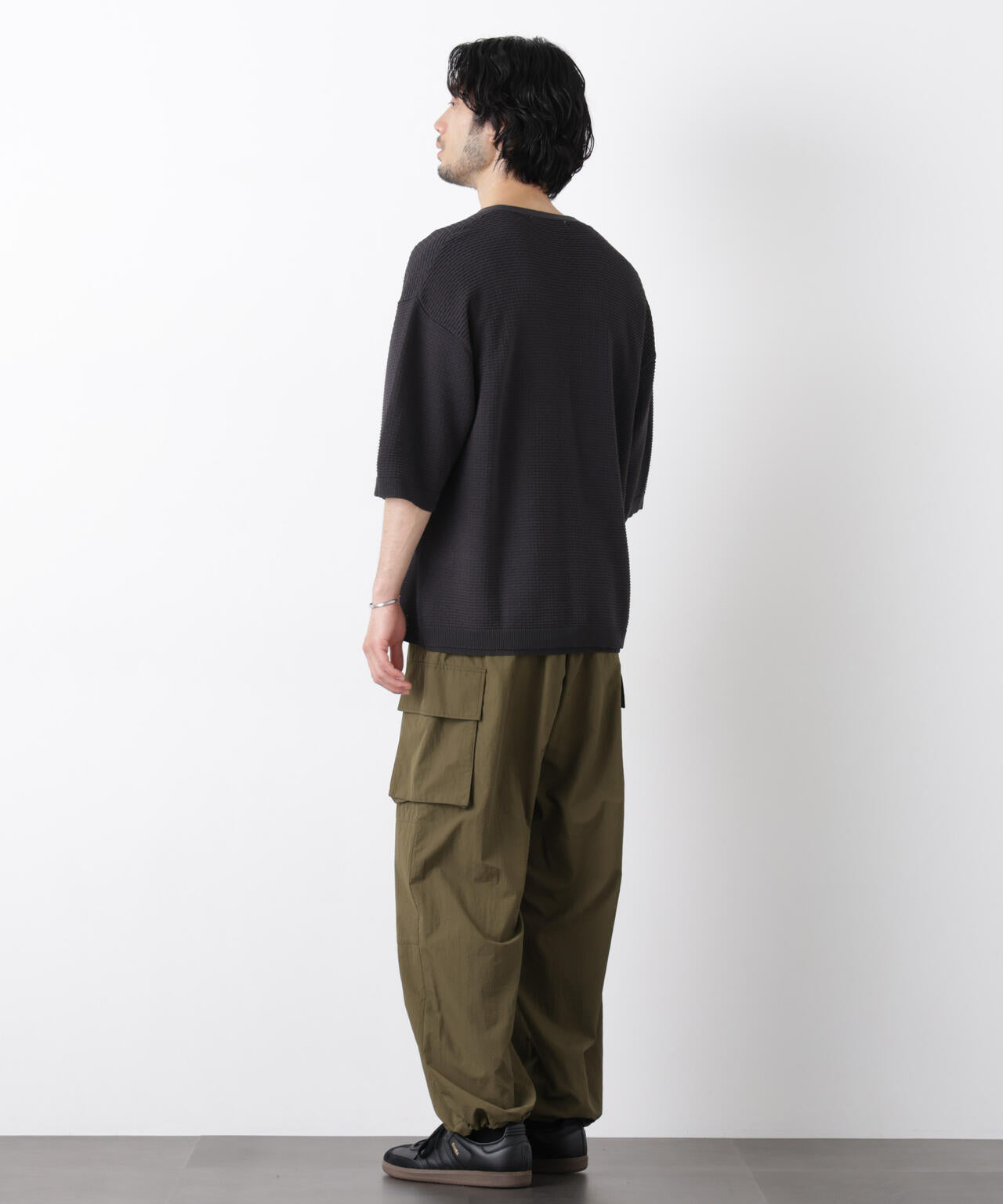 エアリードレープ ニットカーディガン 5分袖 6726122216