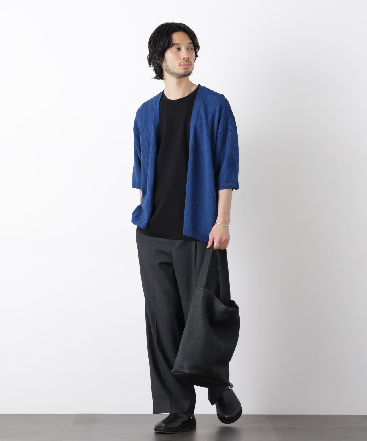 エアリードレープ ニットカーディガン 5分袖 6726122216