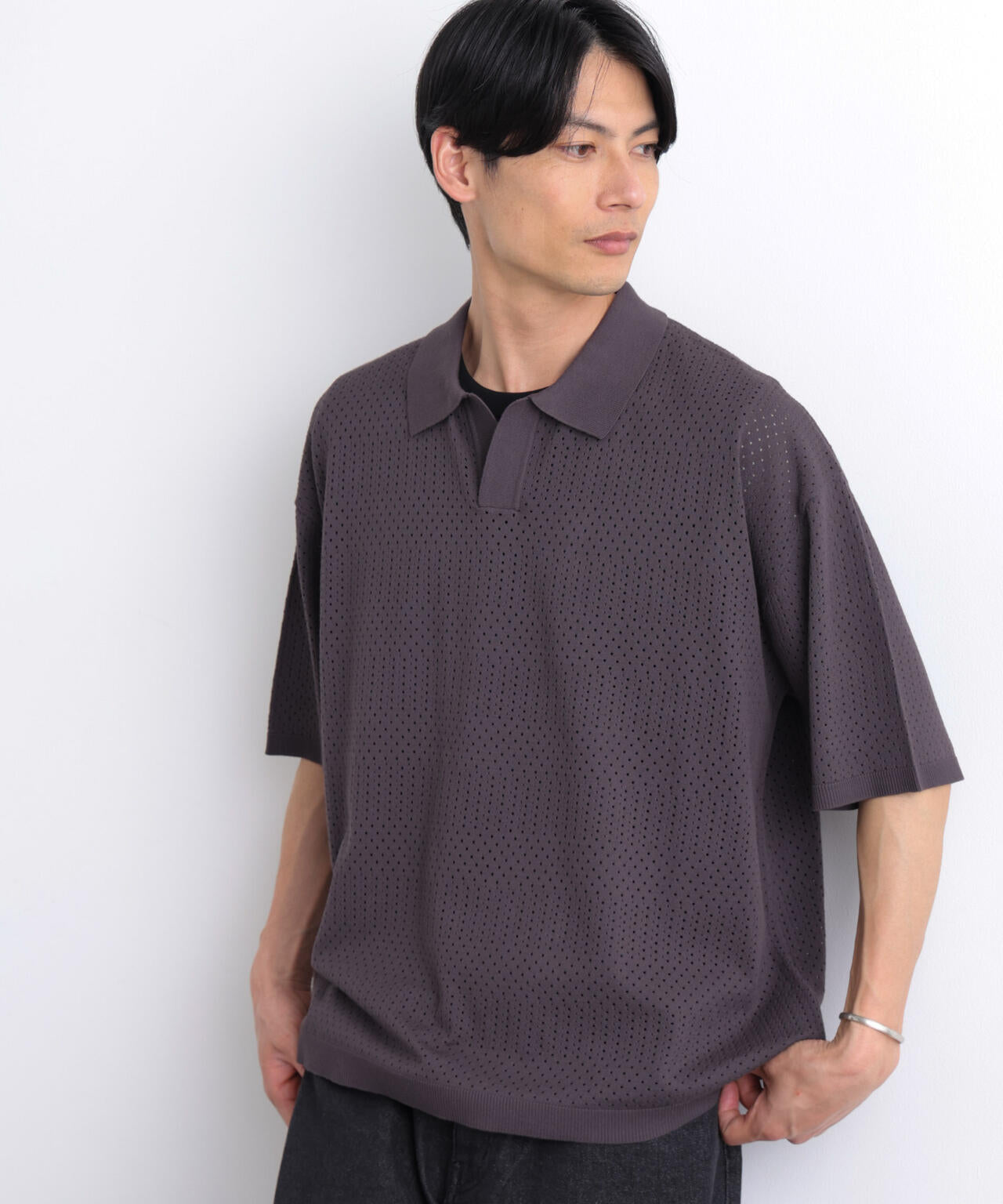 WEB限定/スキッパーテックニットポロシャツ/半袖 6726124219