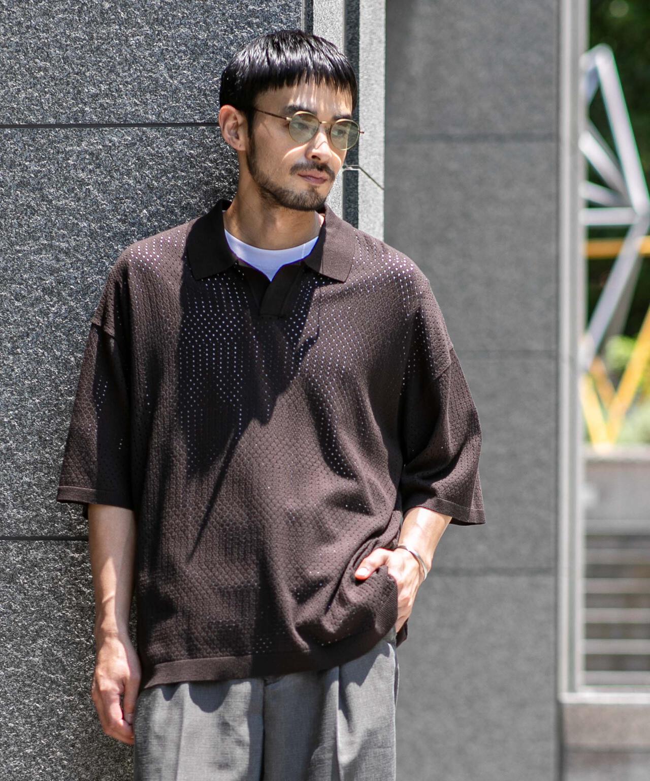 WEB限定/スキッパーテックニットポロシャツ/半袖 6726124219