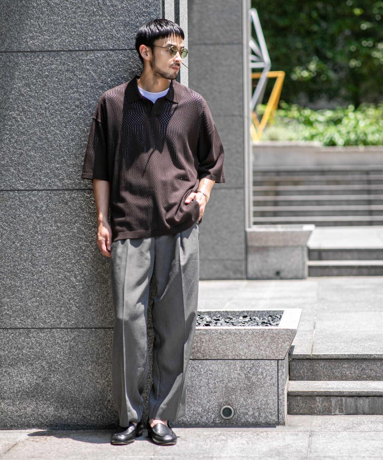 WEB限定/スキッパーテックニットポロシャツ/半袖 6726124219