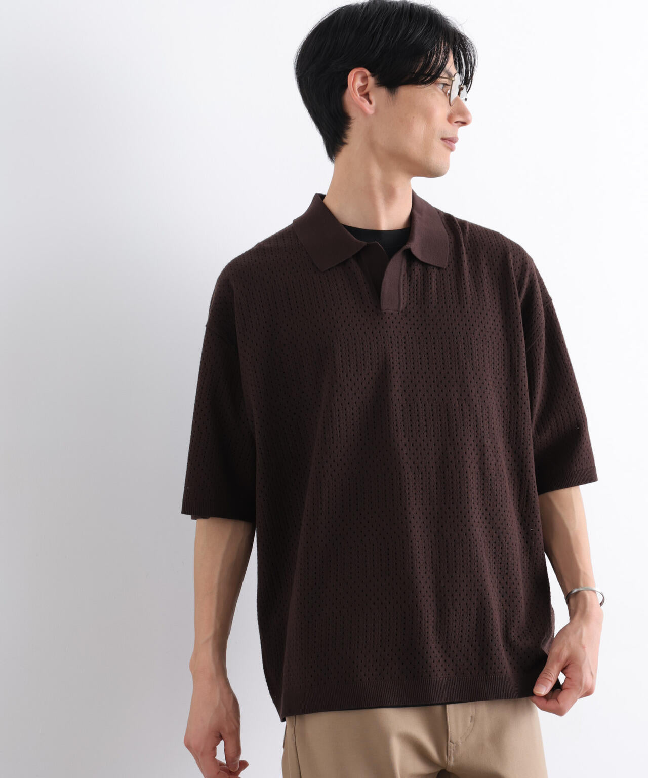 WEB限定/スキッパーテックニットポロシャツ/半袖 6726124219