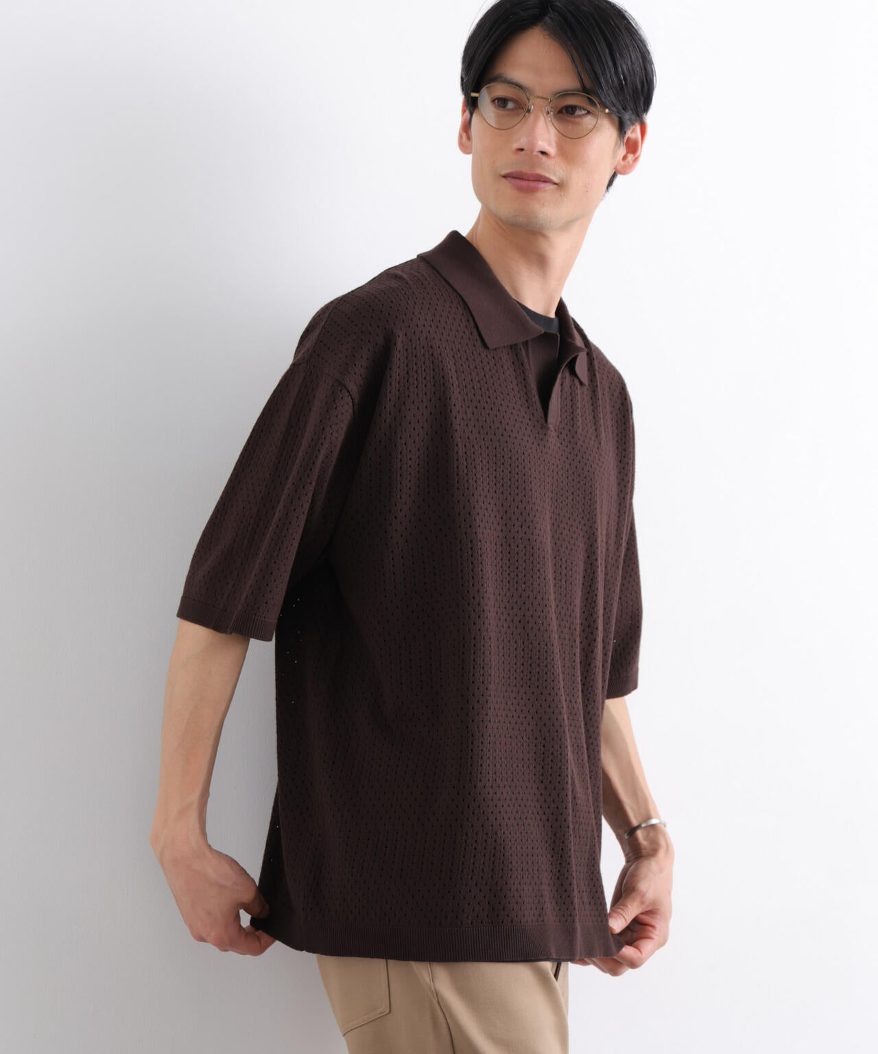スキッパーテックニットポロシャツ/半袖 6726124219