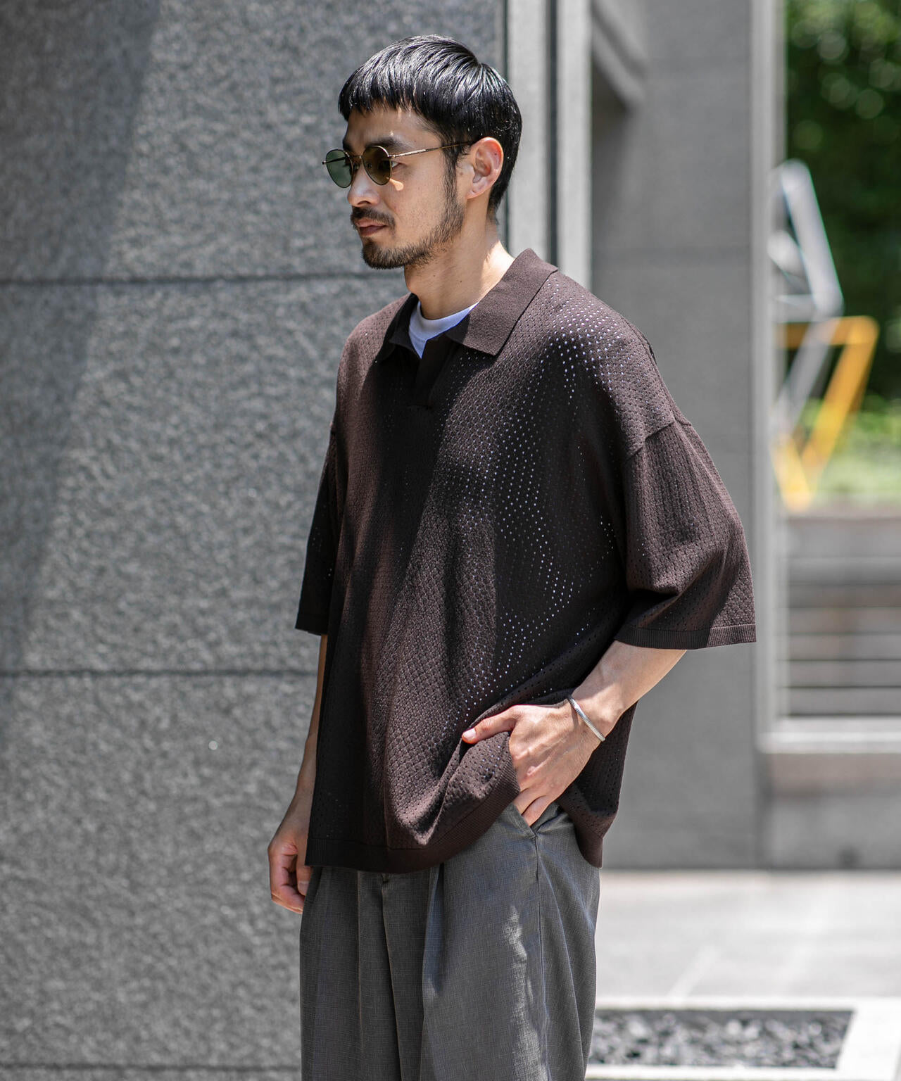 WEB限定/スキッパーテックニットポロシャツ/半袖 6726124219