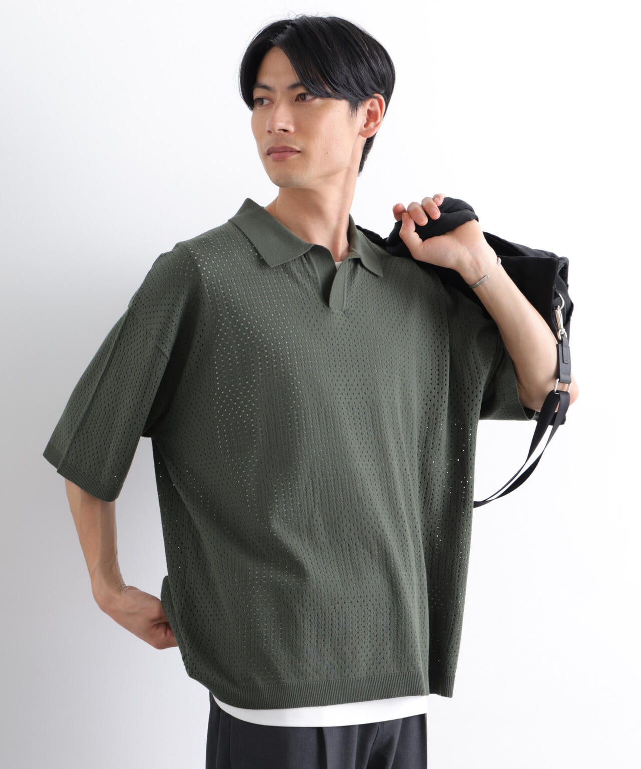 WEB限定/スキッパーテックニットポロシャツ/半袖 6726124219