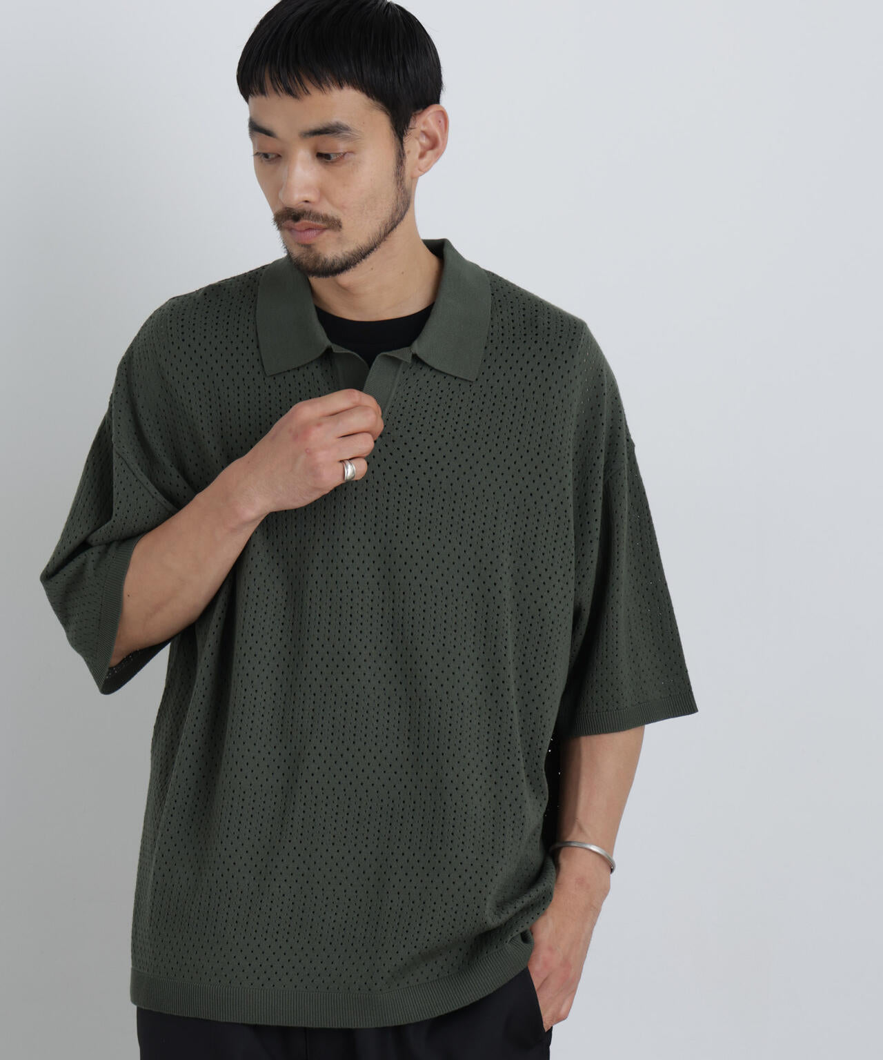 WEB限定/スキッパーテックニットポロシャツ/半袖 6726124219