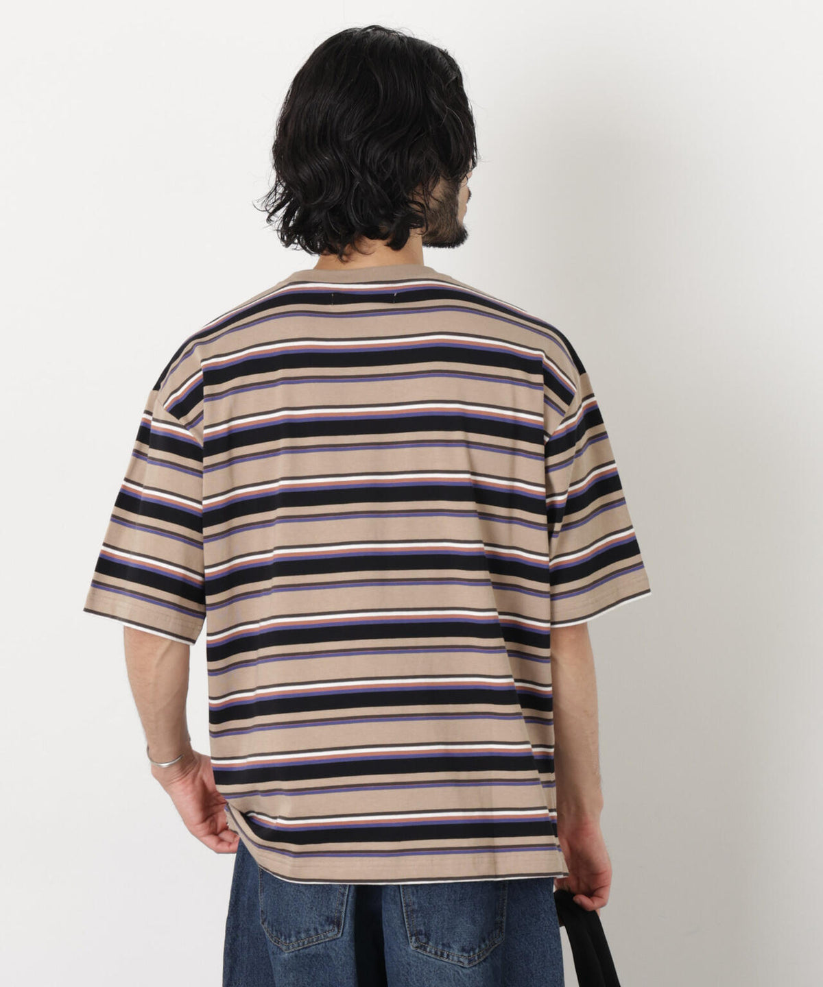 コーマコットンランダムボーダーTシャツ 6726124223