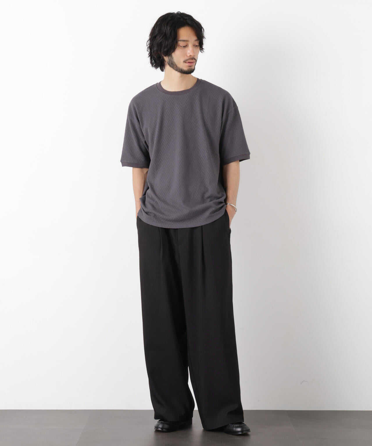 ヘリンボンジャガードTシャツ 半袖 6726124228