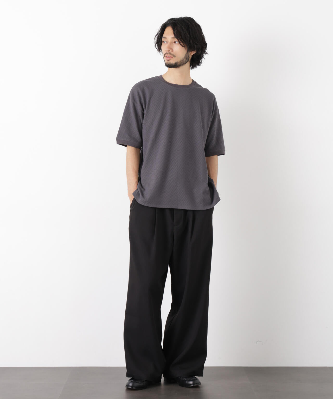 ヘリンボンジャガードTシャツ 半袖 6726124228