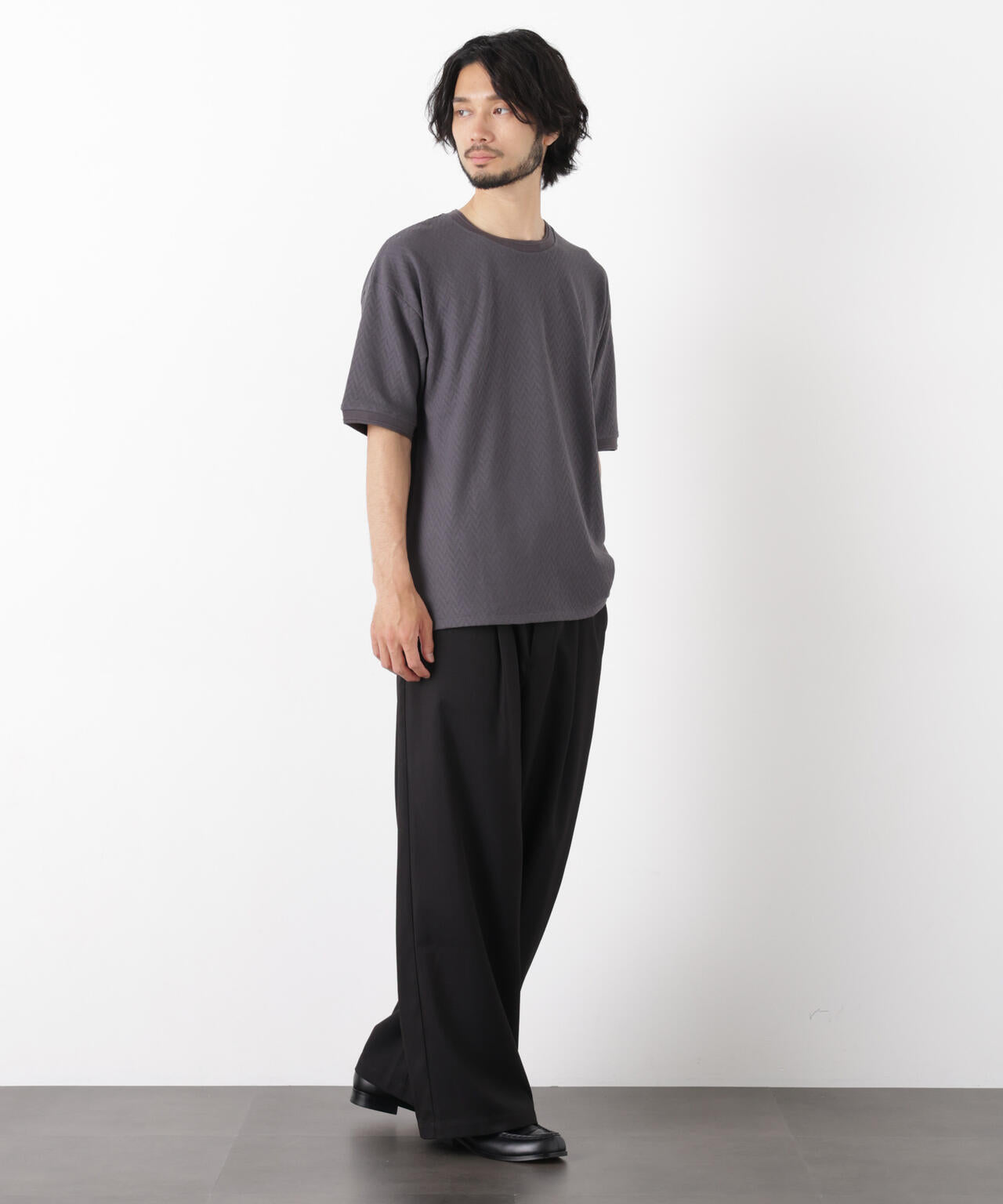 ヘリンボンジャガードTシャツ 半袖 6726124228