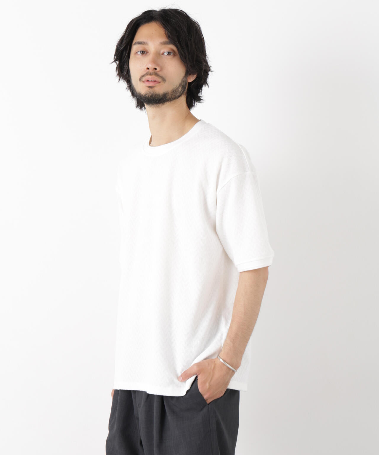 ヘリンボンジャガードTシャツ 半袖 6726124228