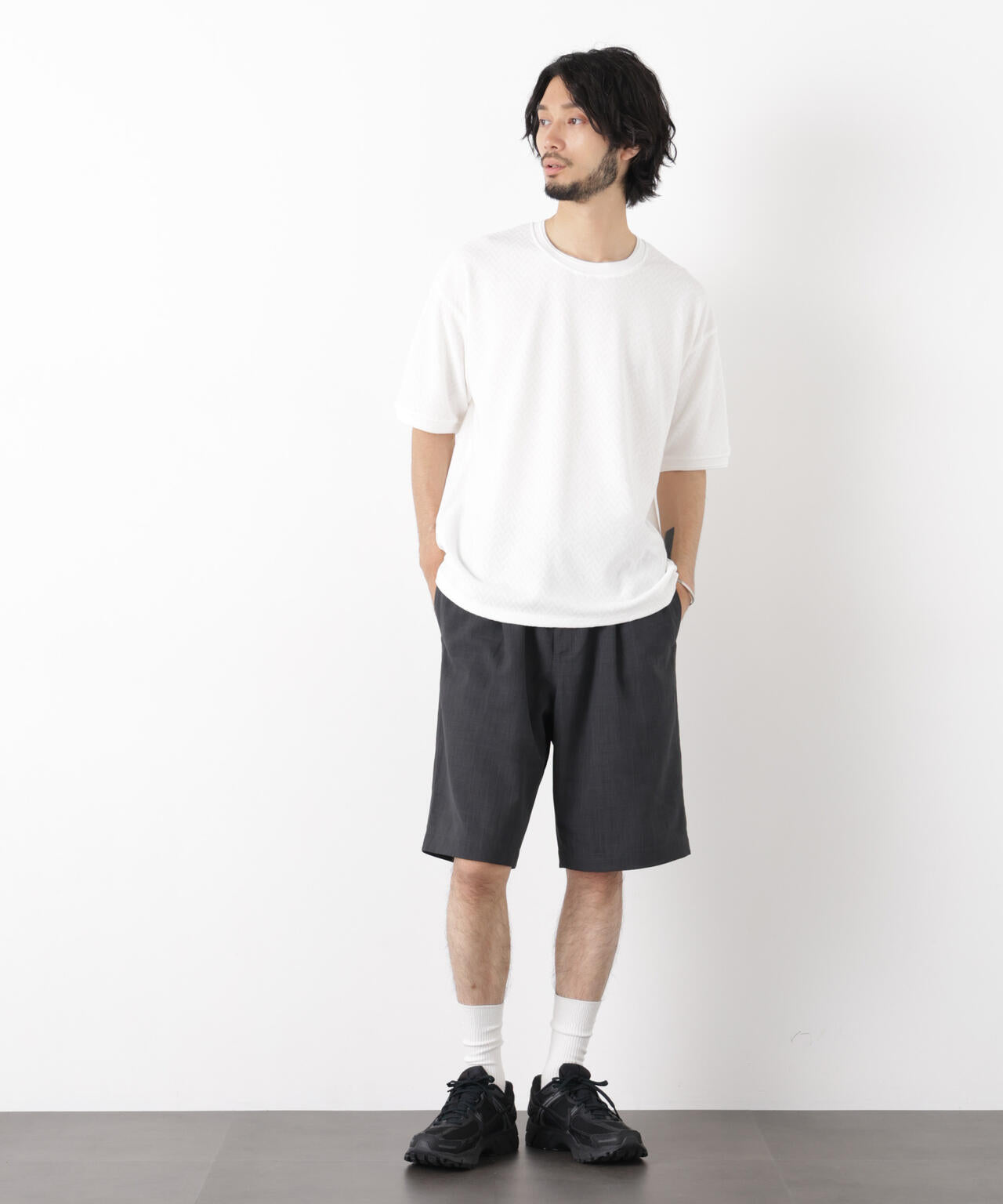ヘリンボンジャガードTシャツ 半袖 6726124228