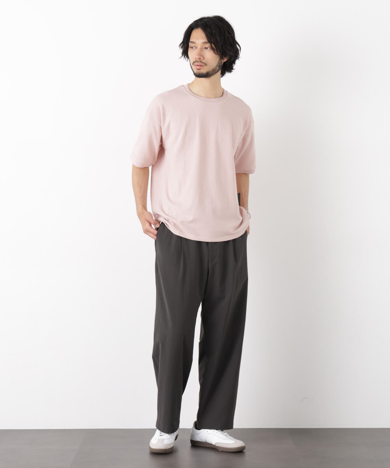 ヘリンボンジャガードTシャツ 半袖 6726124228