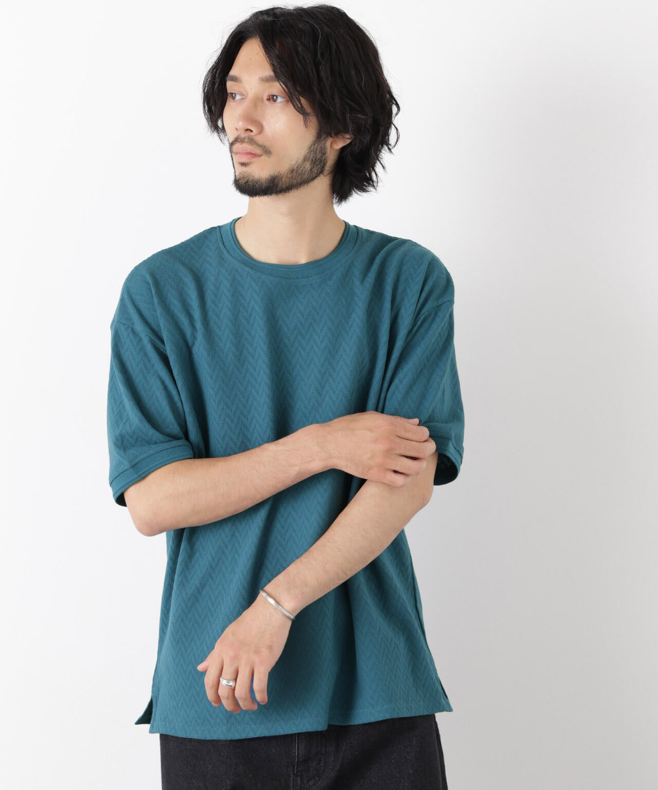 ヘリンボンジャガードTシャツ 半袖 6726124228