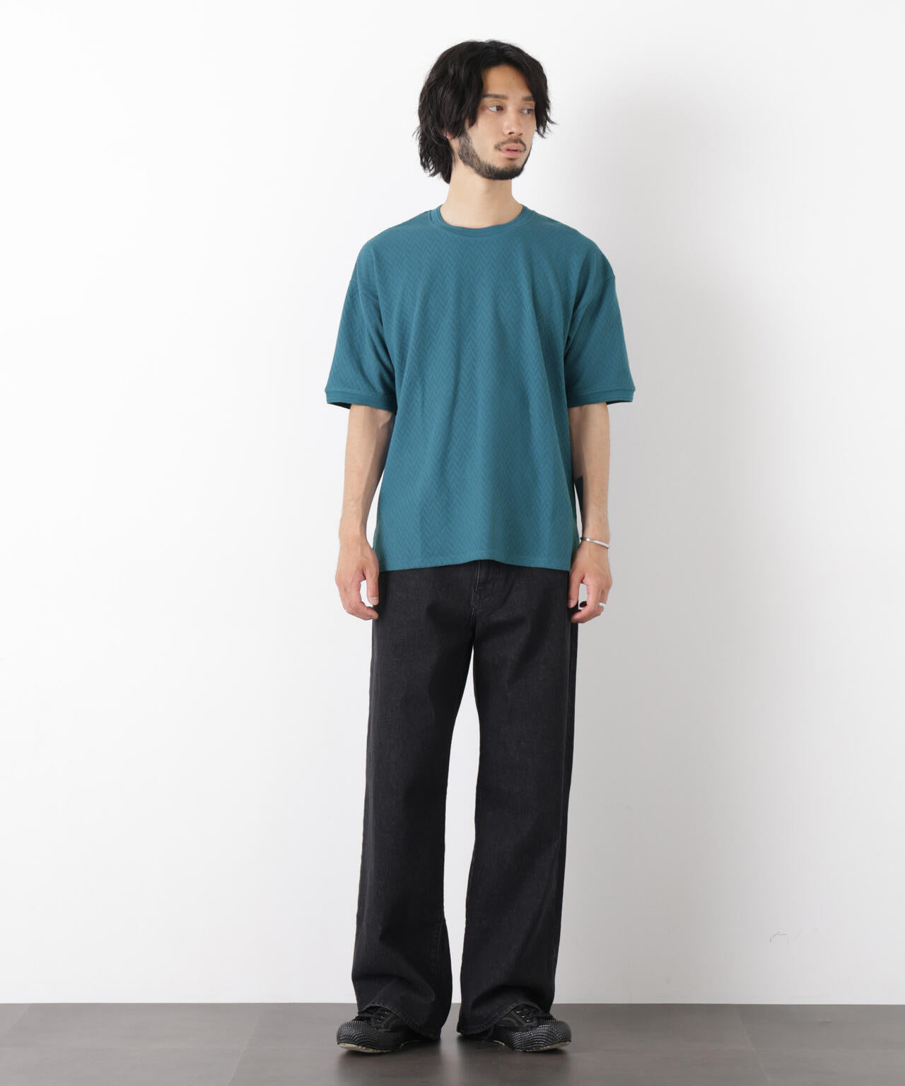ヘリンボンジャガードTシャツ 半袖 6726124228