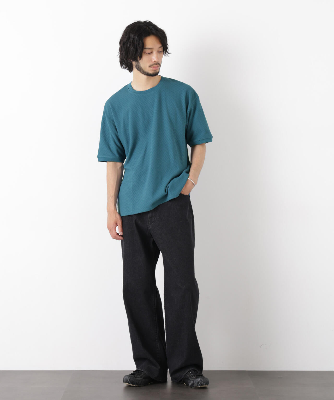 ヘリンボンジャガードTシャツ 半袖 6726124228