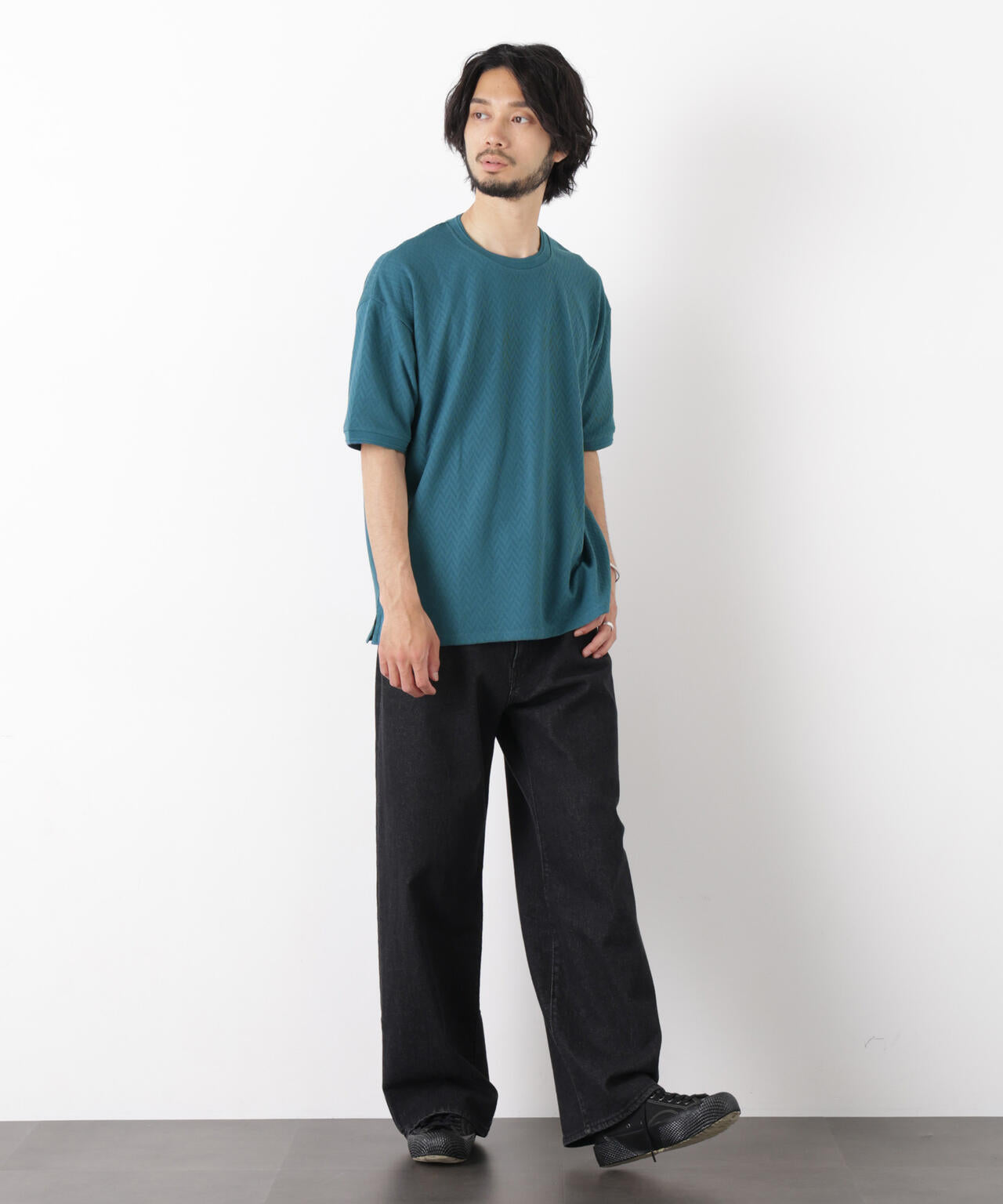 ヘリンボンジャガードTシャツ 半袖 6726124228