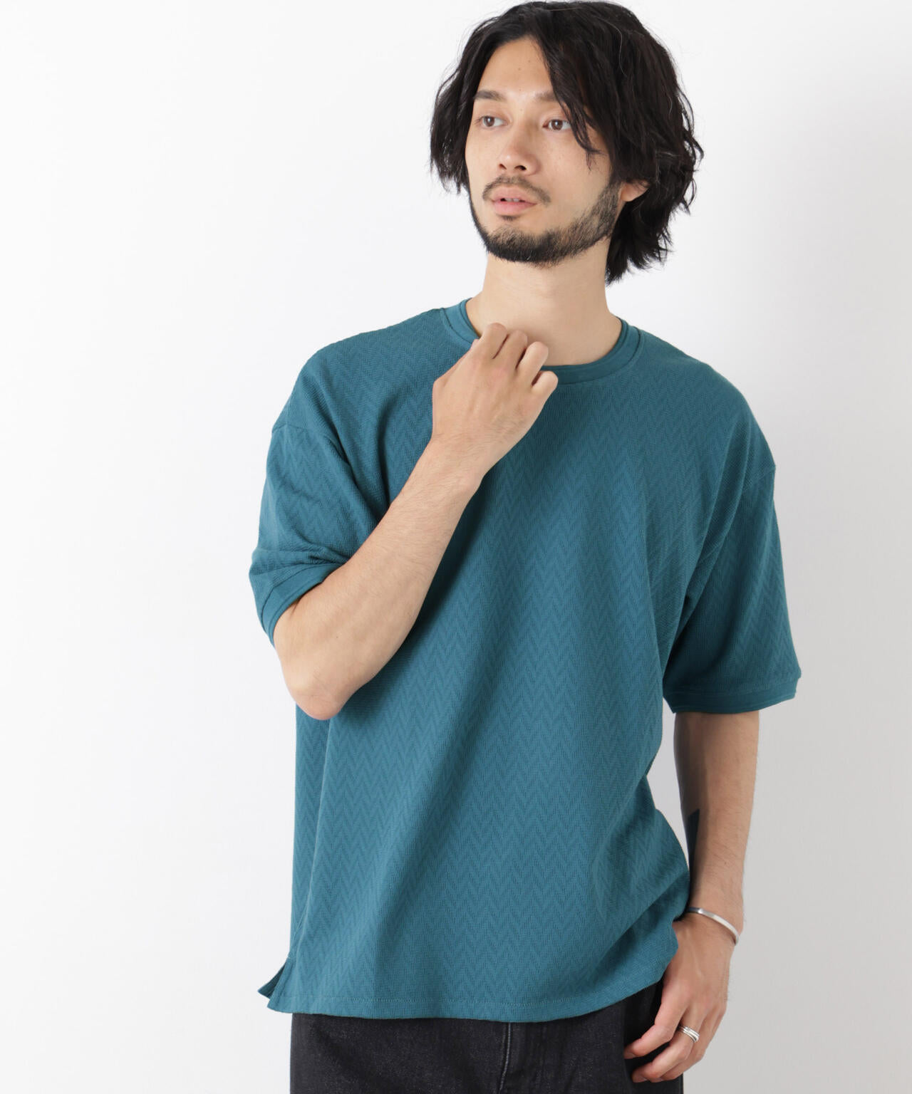 ヘリンボンジャガードTシャツ 半袖 6726124228