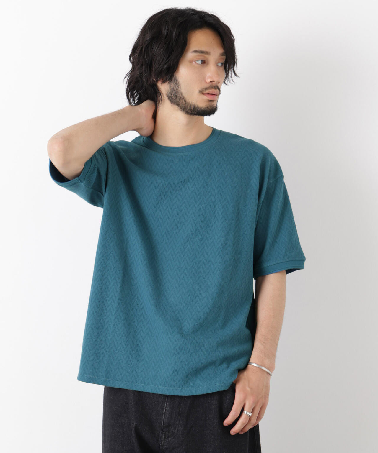 ヘリンボンジャガードTシャツ 半袖 6726124228