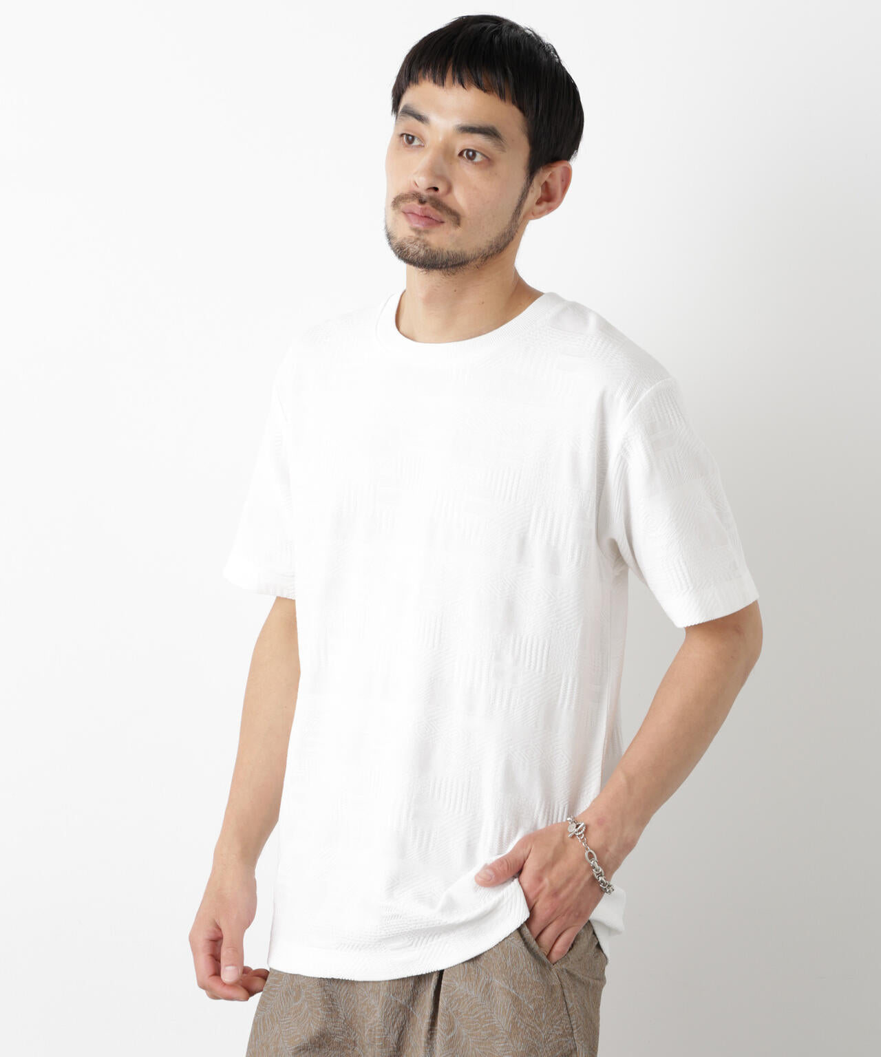 リンクスジャガードTシャツ 半袖 6726124238