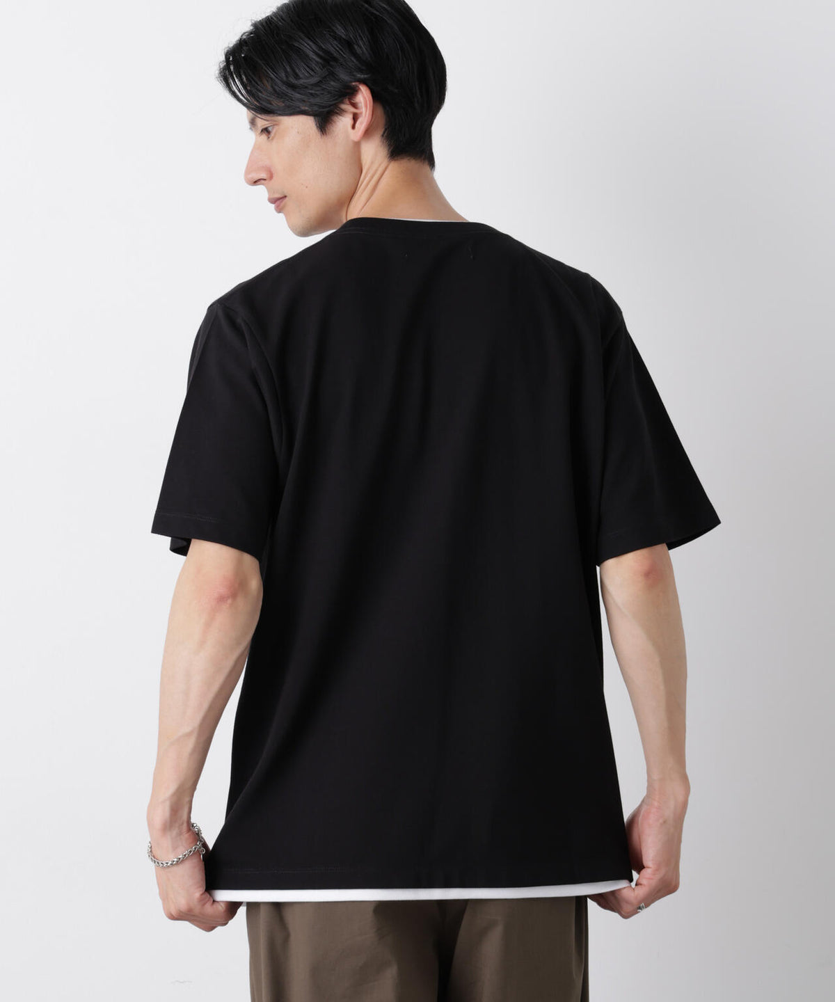 フェイクレイヤード鹿の子Tシャツ 半袖 6726124241