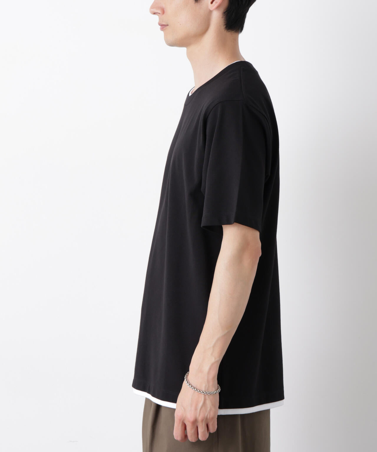 フェイクレイヤード鹿の子Tシャツ 半袖 6726124241